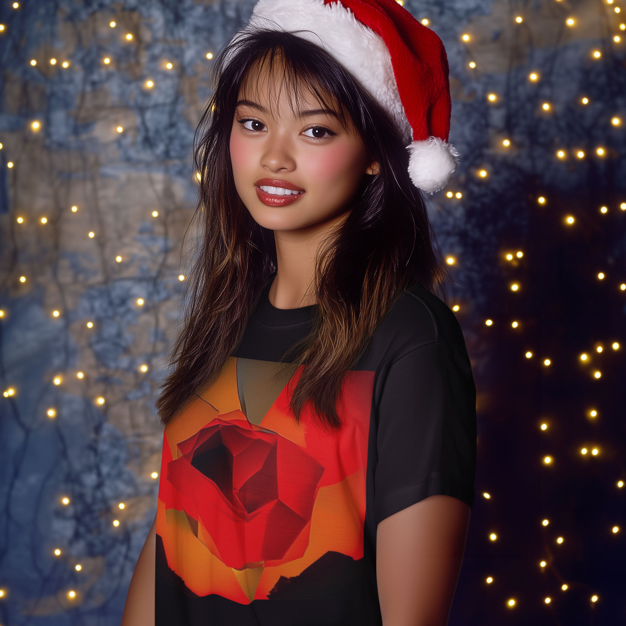 K#011 - Crimson Bloom – Unisex Christmas Art Shirt by Kirrify