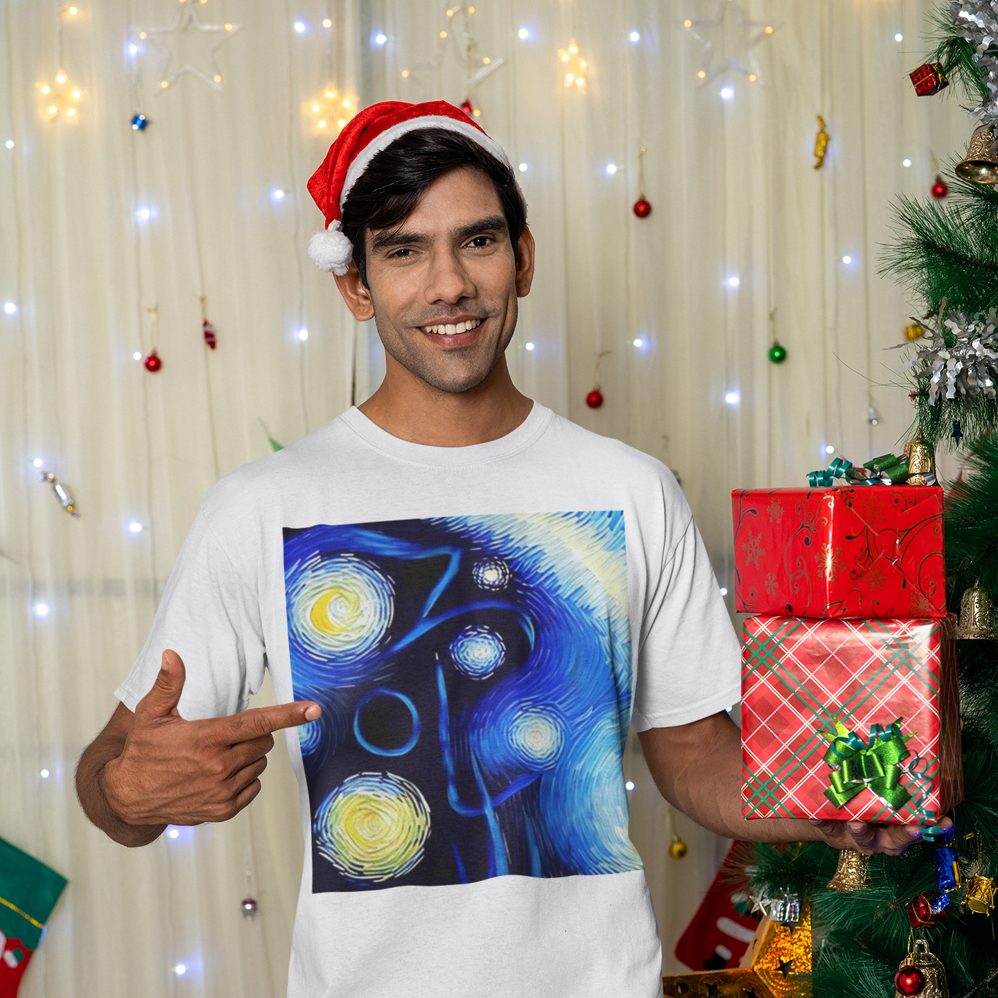 K#012 - Midnight Lights – Abstraktes Christmas Art Shirt Unisex