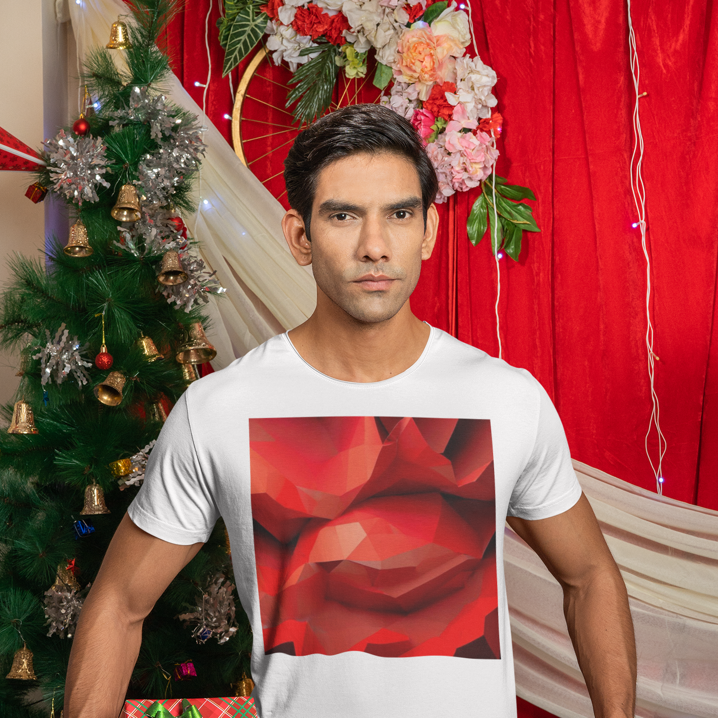 K#015 - Ruby Facets – Modernes Christmas Art Shirt Unisex