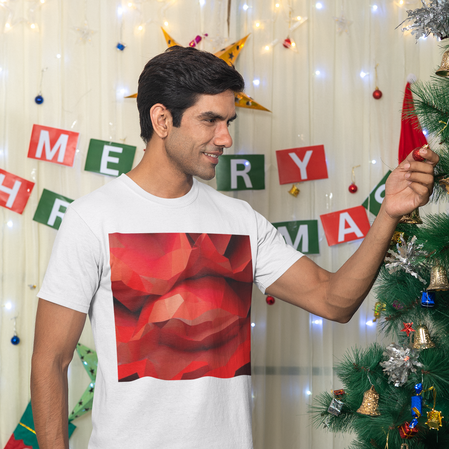 K#015 - Ruby Facets – Modernes Christmas Art Shirt Unisex