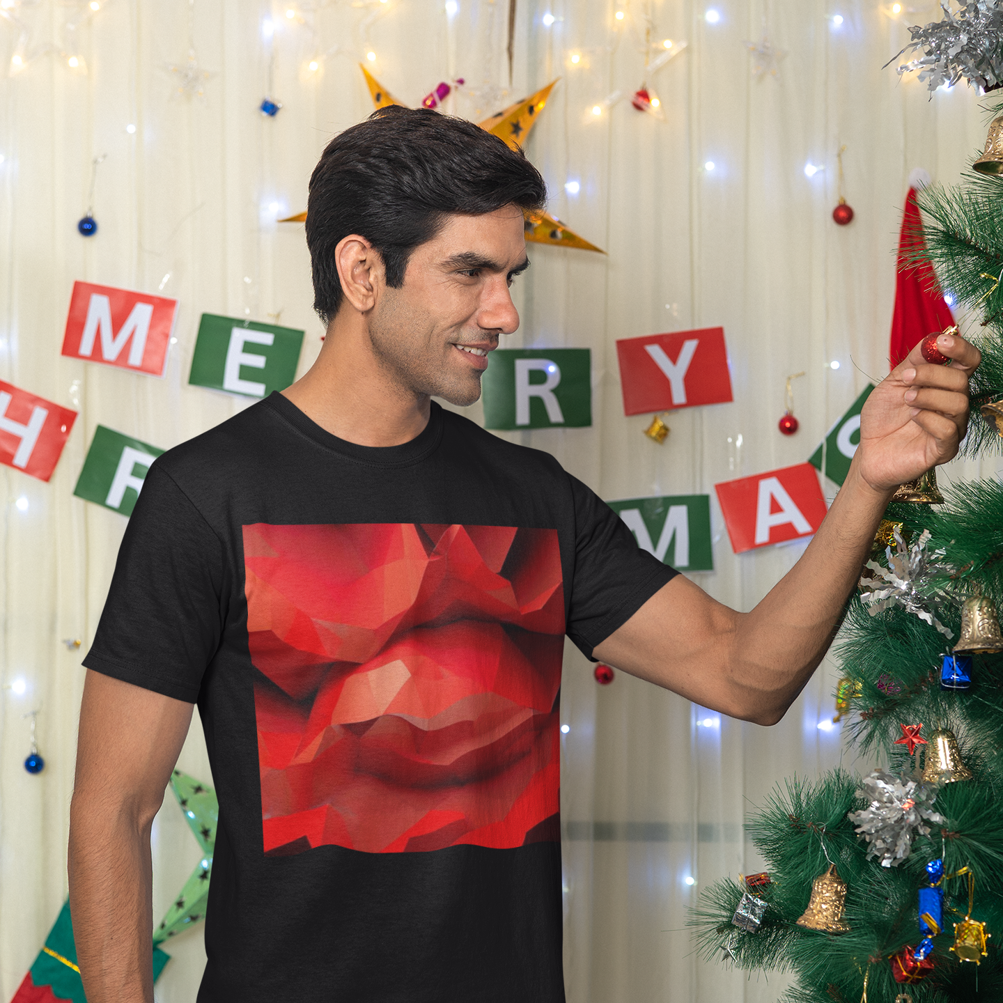 K#015 - Ruby Facets – Modernes Christmas Art Shirt Unisex