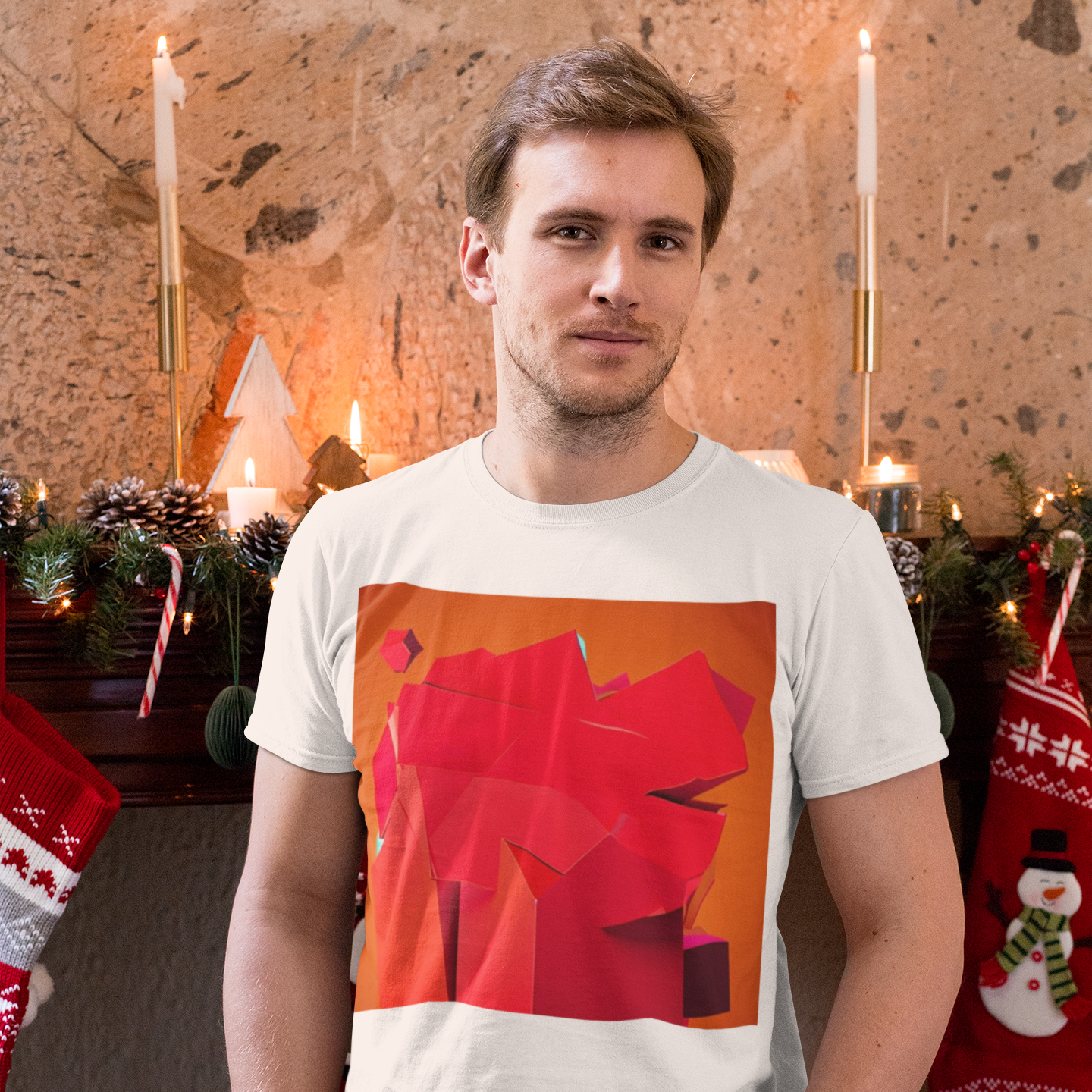 K#016 - Warm Red Geometry – Xmas Art Sweatshirt Unisex