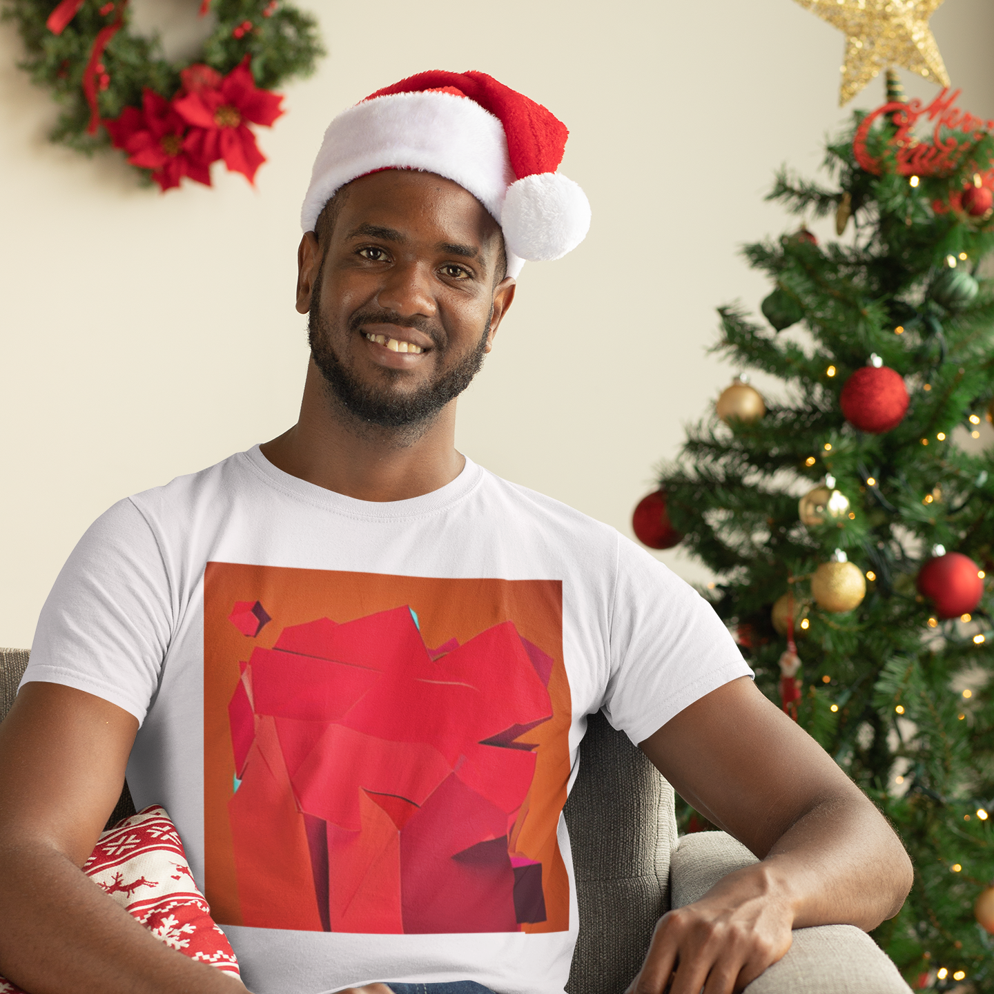 K#016 - Warm Red Geometry – Xmas Art Sweatshirt Unisex