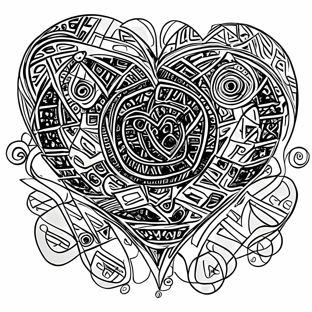 K#109 - Sacred Heart Oversized T-Shirt – Tribal Art in Schwarz-Weiß | Kirrify