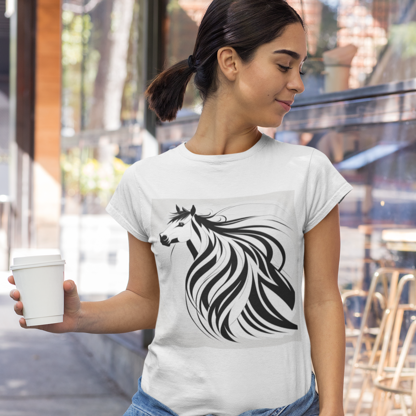 K#111 - Horse Spirit T-Shirt – Stärke & Freiheit im Monoline-Stil | Kirrify