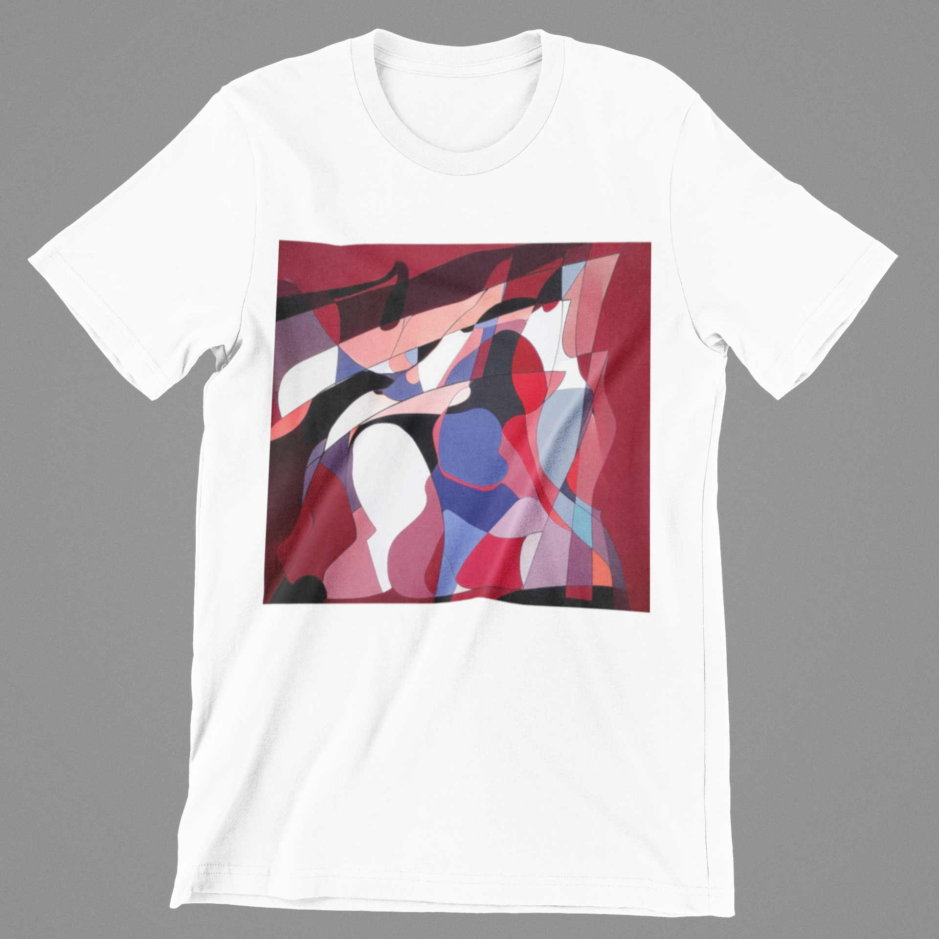 K#150 - Crimson Layers T-Shirt – Abstrakte Tiefe in Rot & Bewegung | Kirrify