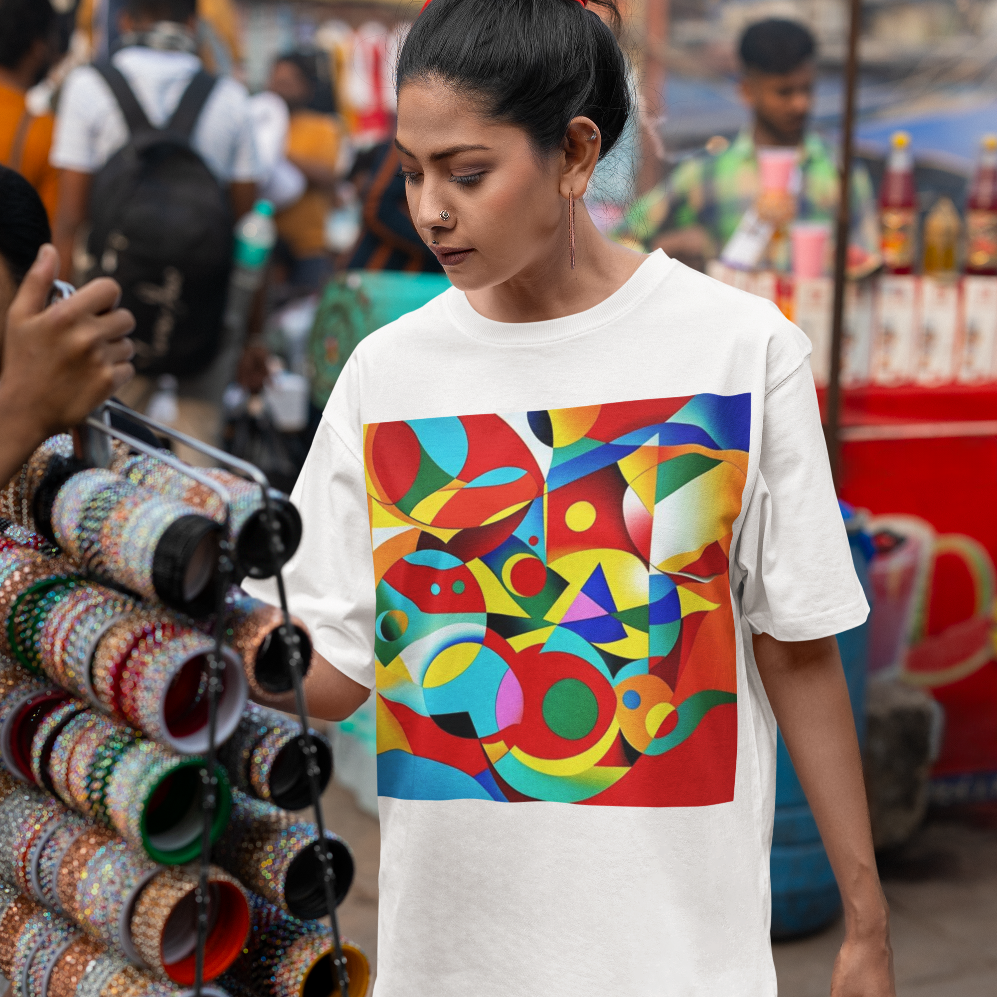 K#207 - Geometric Harmony T-Shirt – Abstrakte Formen & Farben | Kirrify