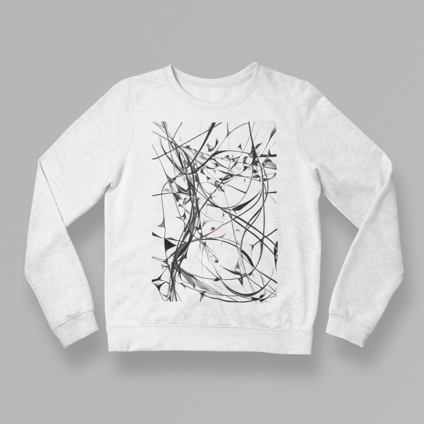 K#412 - Line Energy Sweatshirt – Ausdrucksstarke Linienkunst in Schwarz-Weiß | Kirrify