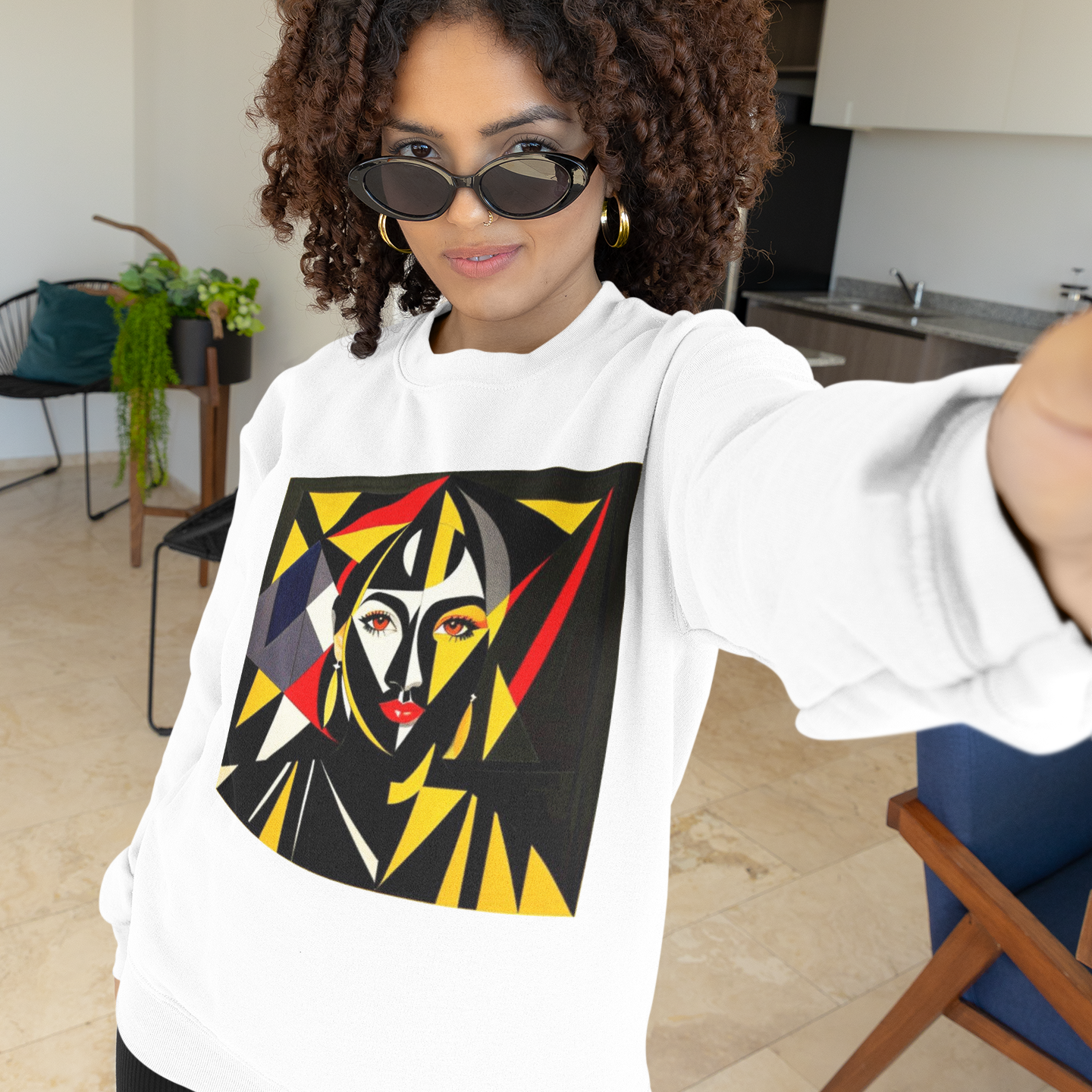 K#415 - Solaris Face Sweatshirt – Kubistische Kunst & Farbe in Bewegung | Kirrify