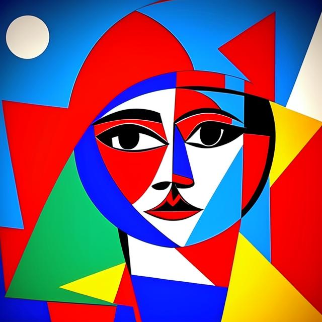 K#419 - Cubist Muse Sweatshirt – Abstraktes Gesichterdesign in Primärfarben | Kirrify