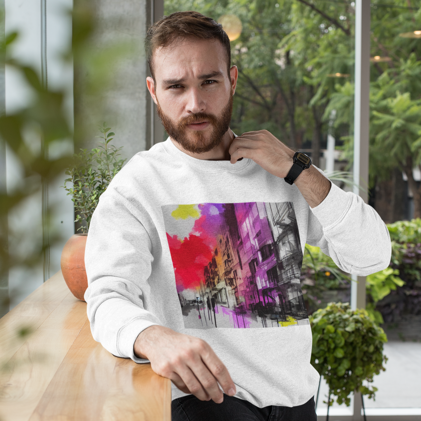 K#424 - City Vibes Sweatshirt – Urbanes Farbspiel & moderne Kunst | Kirrify