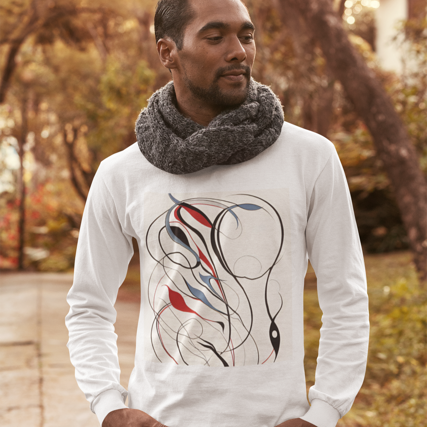 K#434 - Flow Essence Sweatshirt – Linienkunst mit Farbakzenten | Kirrify