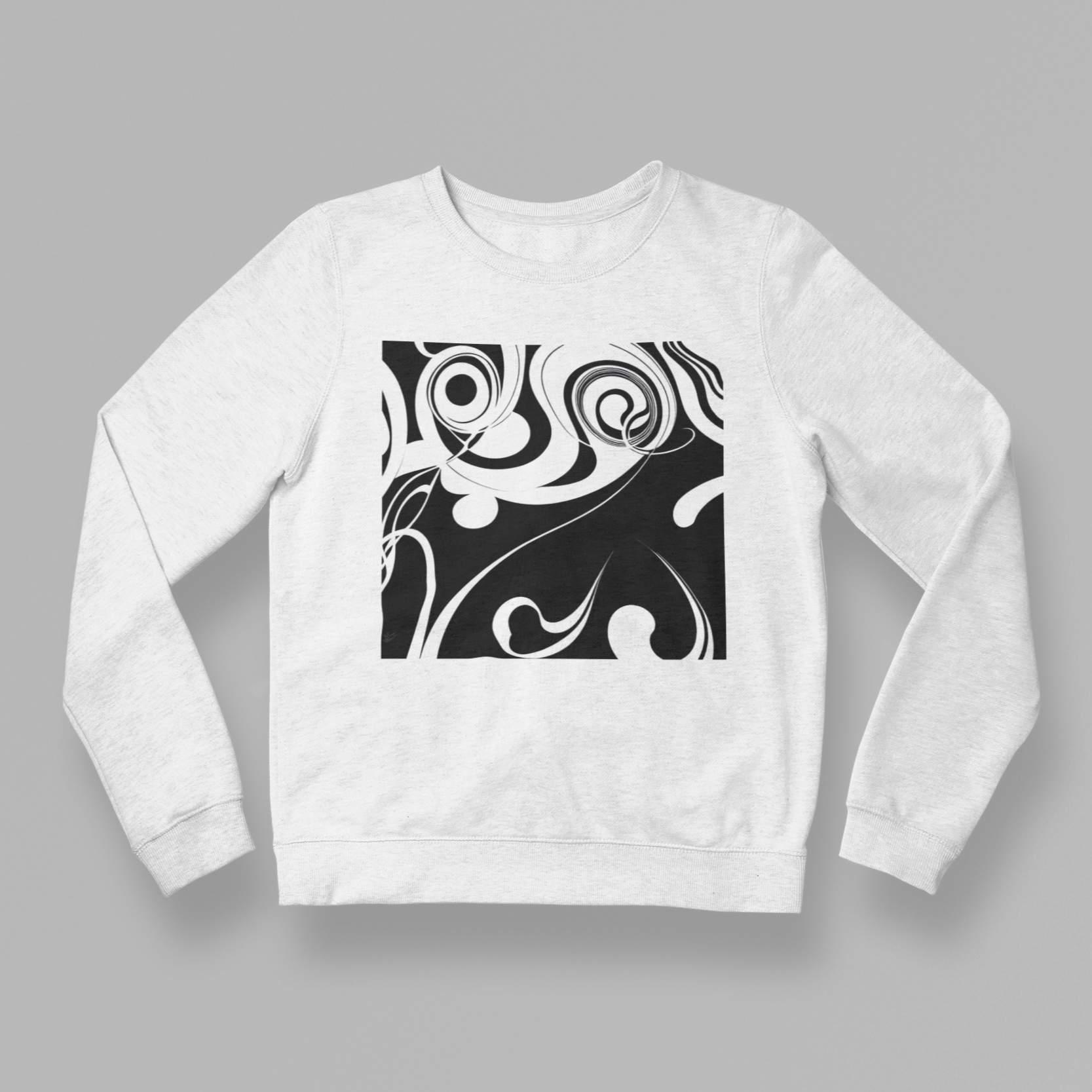 K#439 - Black Flow Longsleeve – Grafische Linienkunst in Schwarz & Weiß | Kirrify