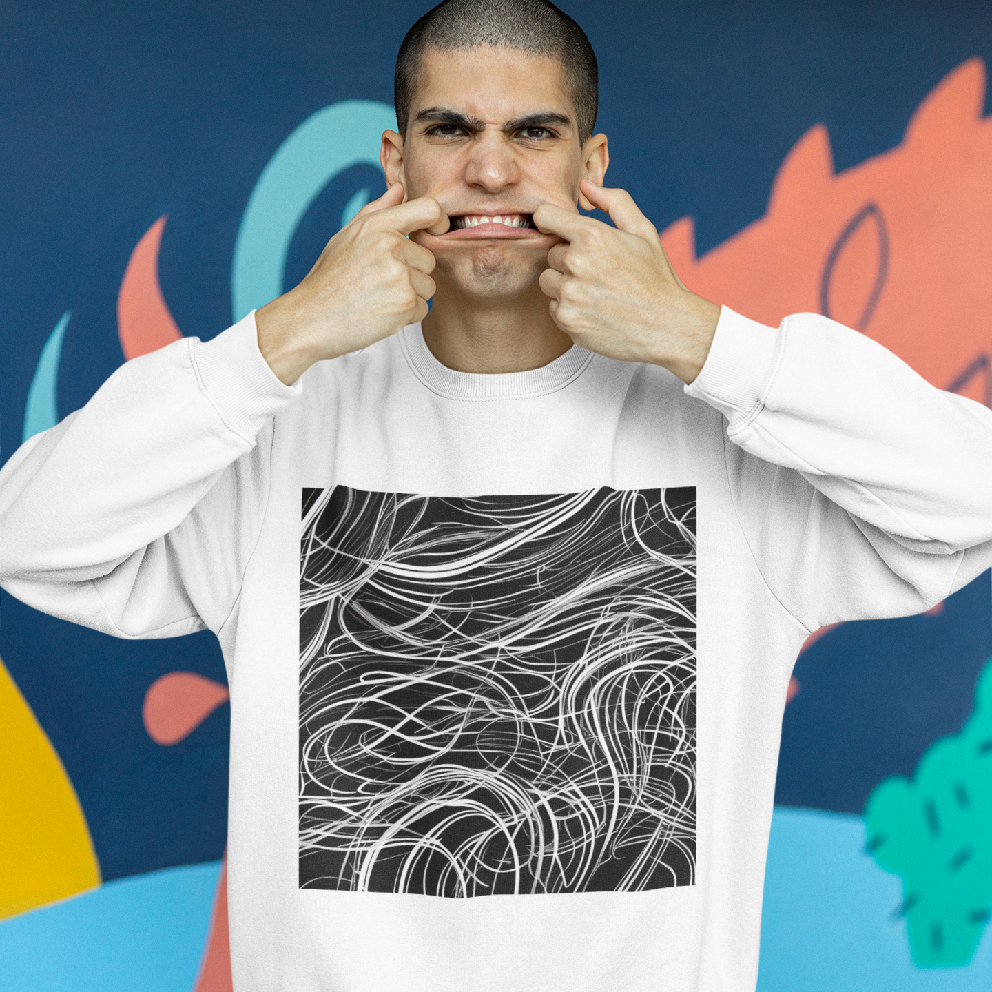 K#440 - Monochrome Motion Sweatshirt – Minimalistische Linienkunst | Kirrify