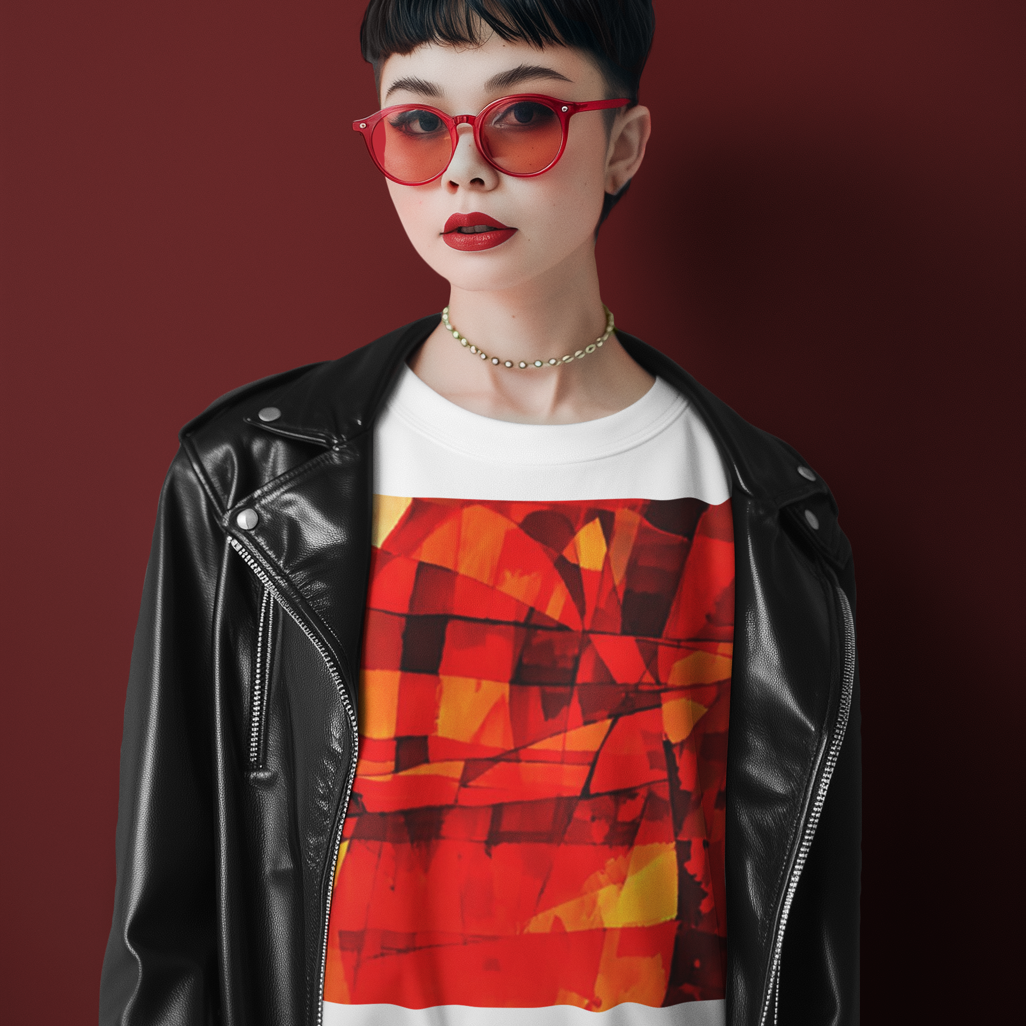 K#442 - Abstract Red Christmas Sweater – Kirrify Artwear Unisex