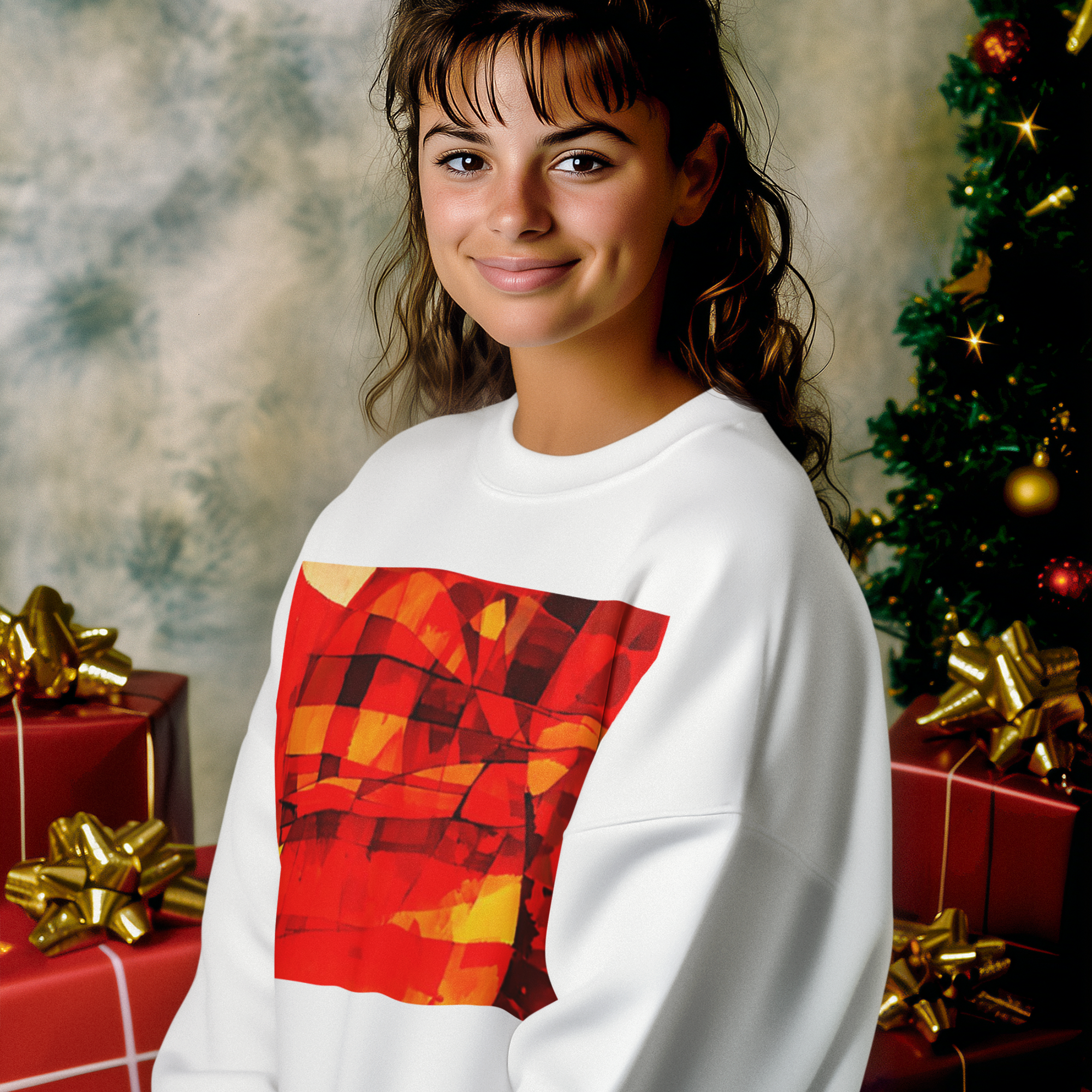 K#442 - Abstract Red Christmas Sweater – Kirrify Artwear Unisex