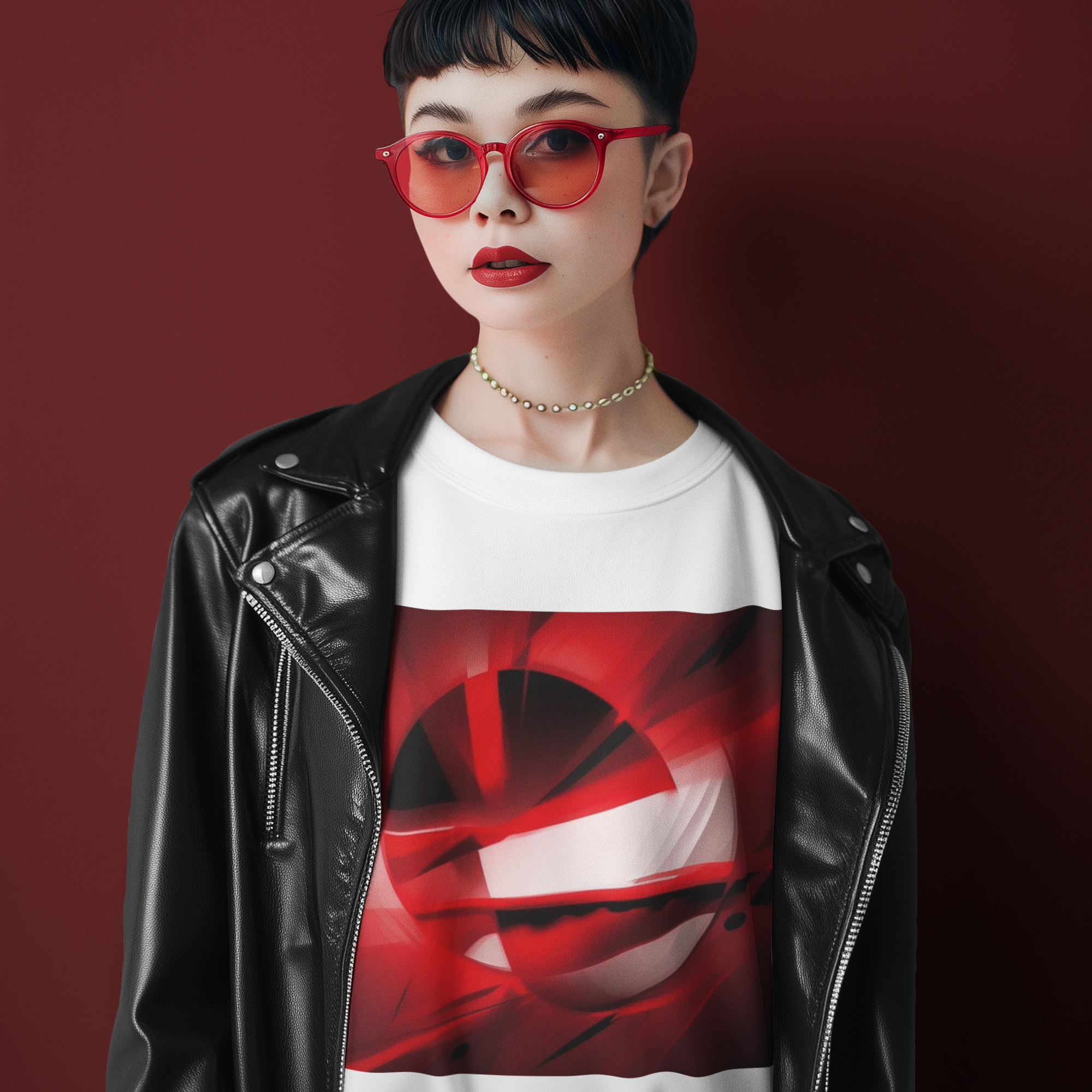 K#444 - Red Wave Christmas Art Sweater – Unisex Bold Edition