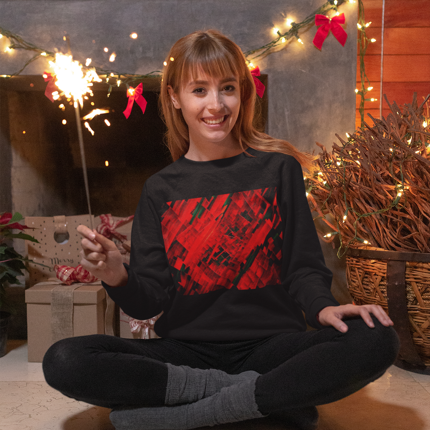 K#453 - Kirrify Christmas Sweater – Abstraktes Rot Art Design