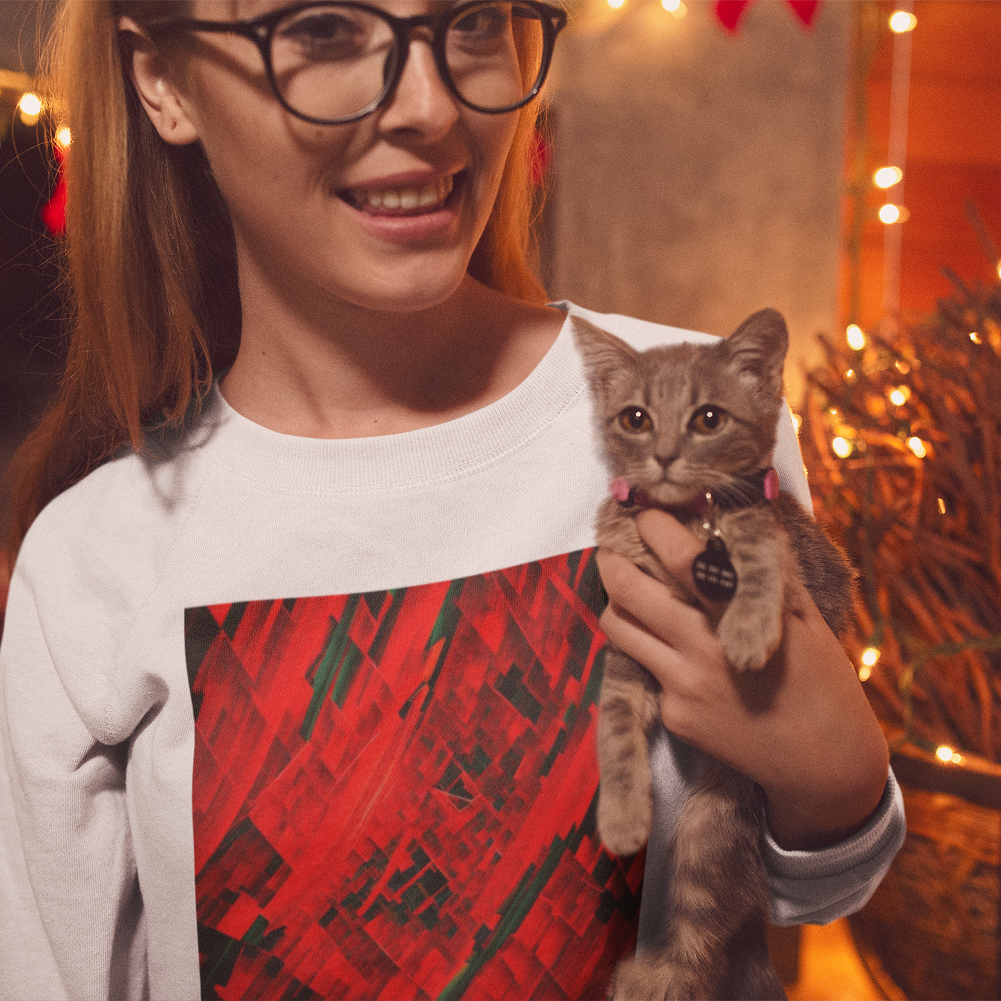 K#453 - Kirrify Christmas Sweater – Abstraktes Rot Art Design