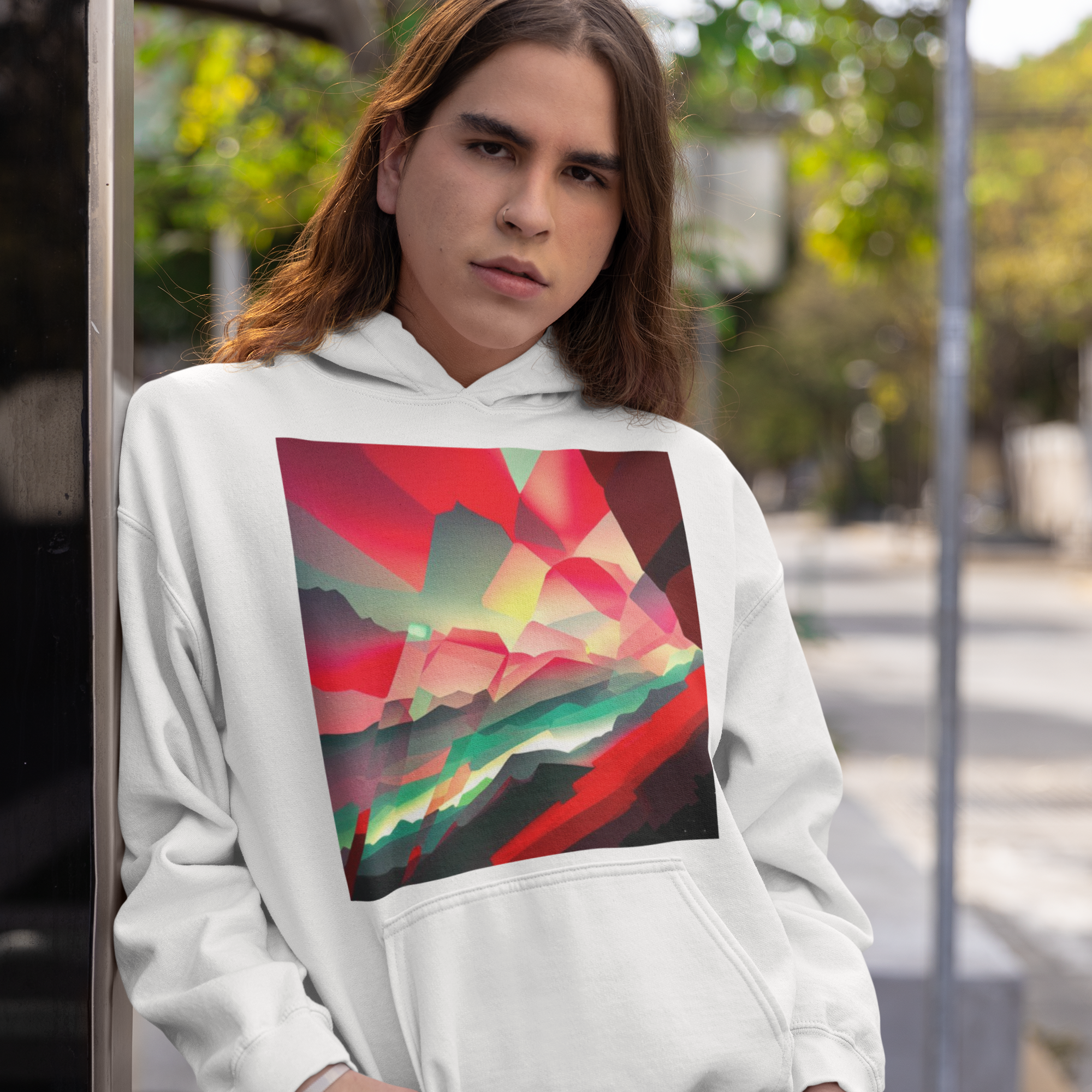 K#511 - Crimson Peaks Hoodie – Abstrakte Farbwelten in Bewegung | Kirrify