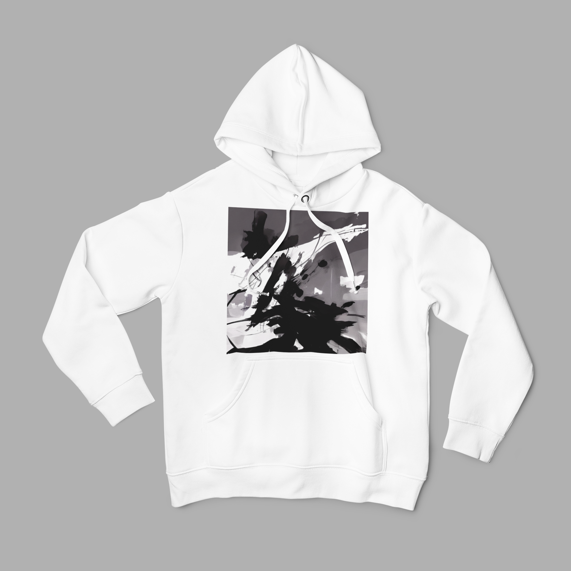 K#515 - Ink Motion Hoodie – Abstrakte Stärke in Schwarzweiß | Kirrify