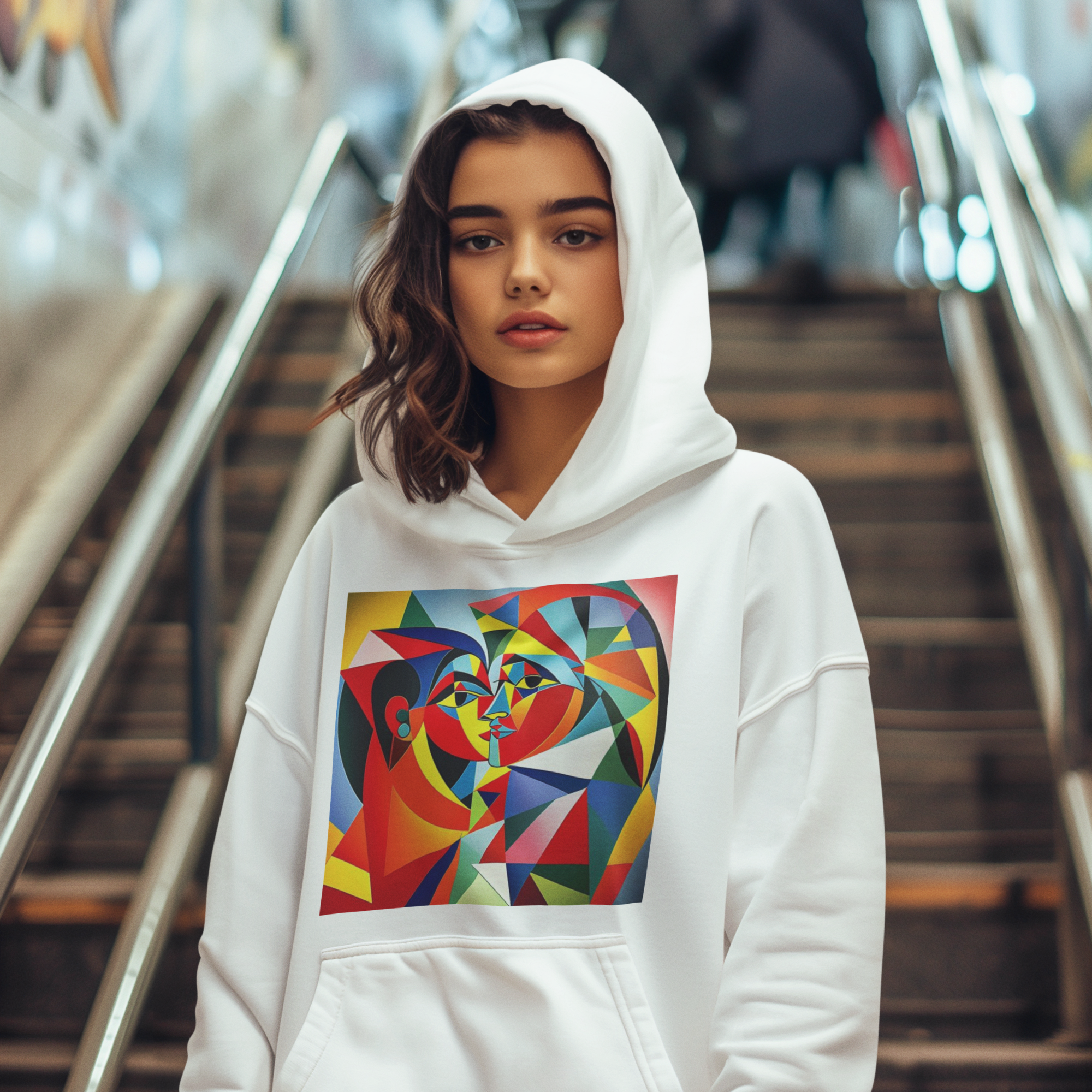 K#524 - Faces of Color Hoodie – Ausdrucksstarke Formen & Emotionen | Kirrify