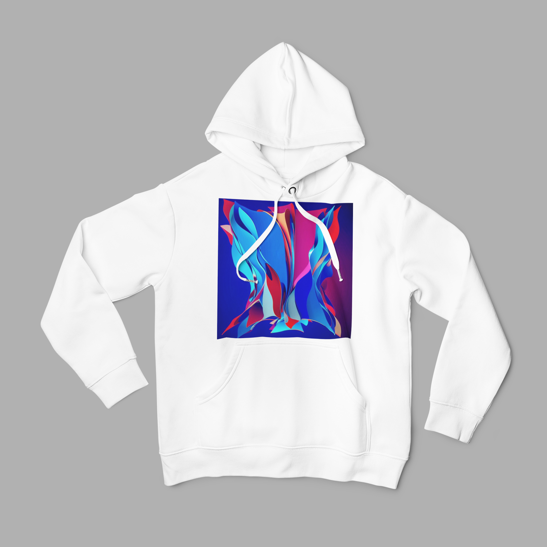 K#526 - Ocean Flame Hoodie – Farbige Bewegung in Blau & Magenta | Kirrify