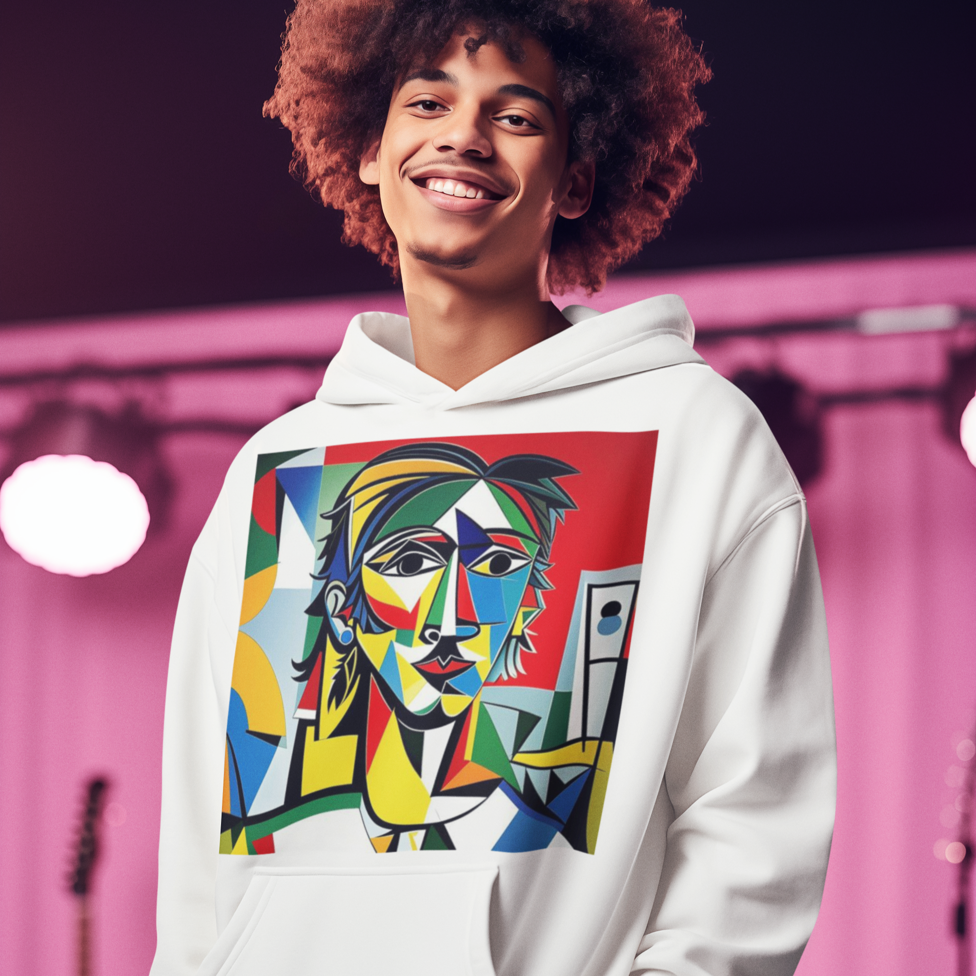 K#528 - Cubist Portrait Hoodie – Bunte Kunst der Formen | Kirrify Artwear
