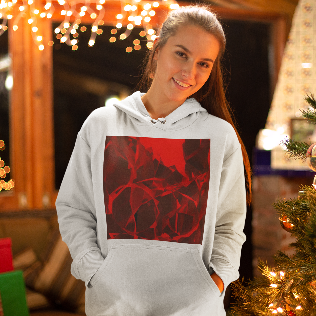 K#546 - Crimson Crystal Hoodie – Kirrify Unisex Christmas Art