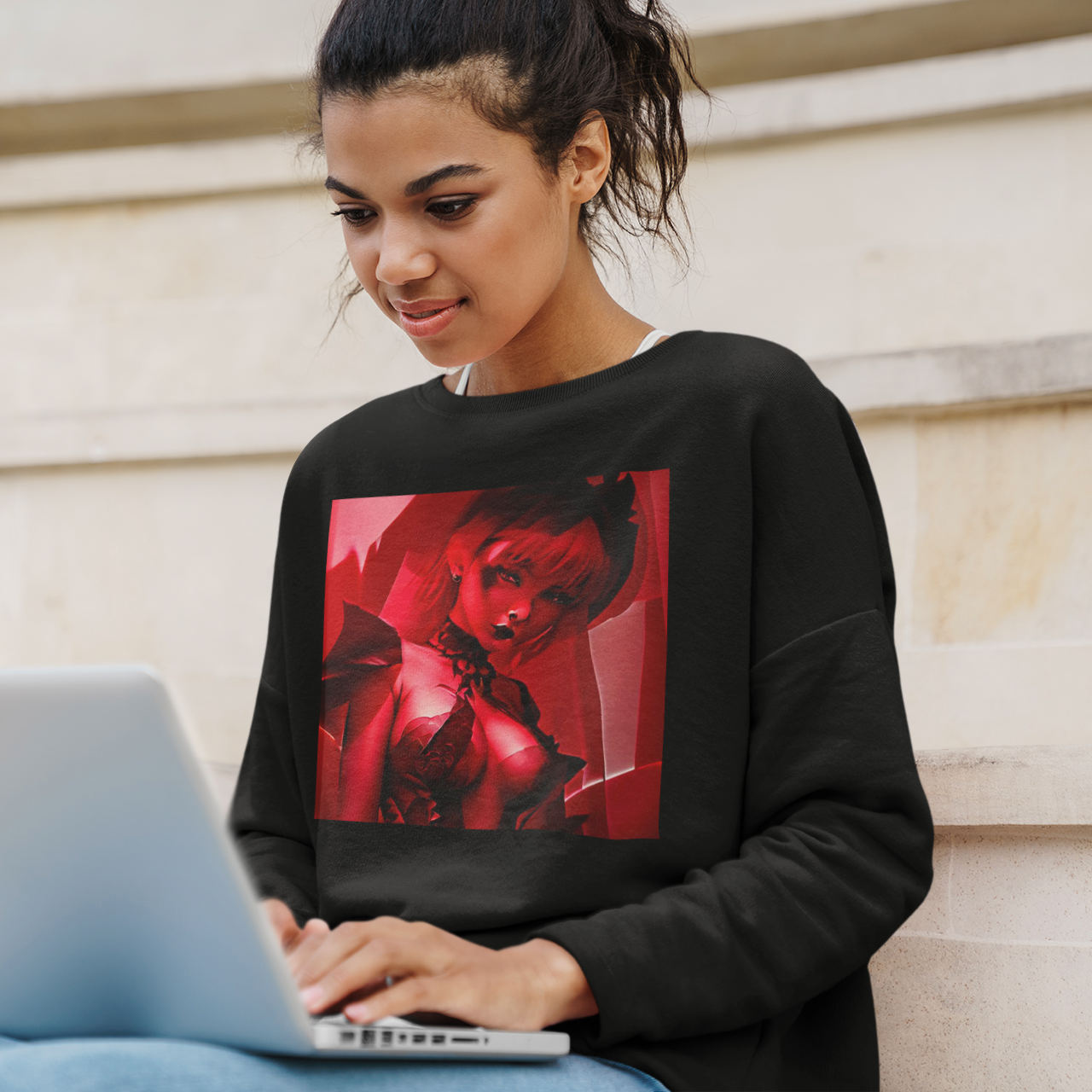 K#402 - Scarlet Muse Sweatshirt – Sinnliche Stärke & dunkle Eleganz | Kirrify