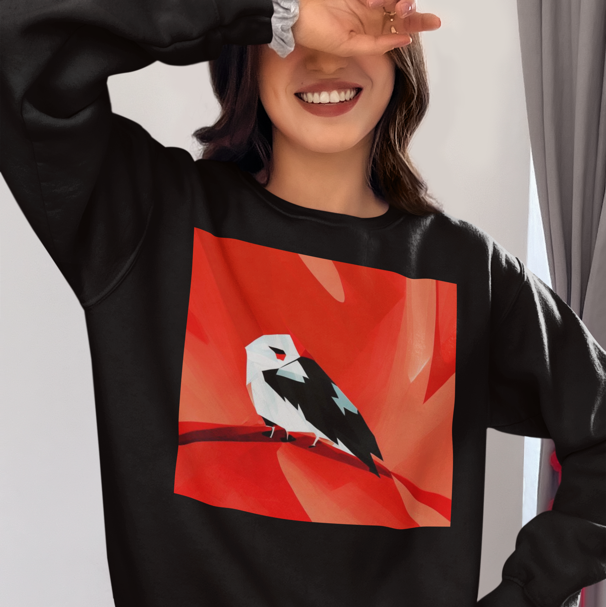 K#502 - Red Bird Hoodie – Minimalistische Kunst in Bewegung | Kirrify