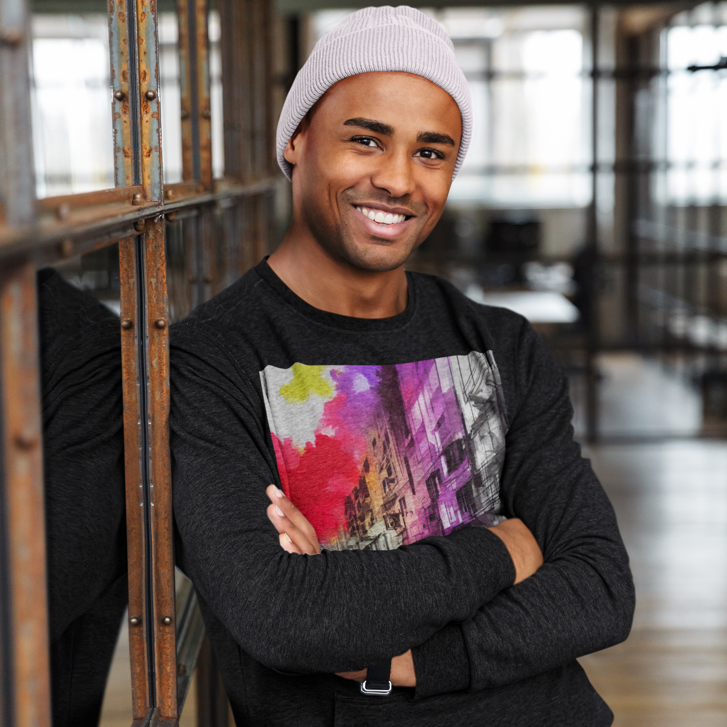 K#424 - City Vibes Sweatshirt – Urbanes Farbspiel & moderne Kunst | Kirrify