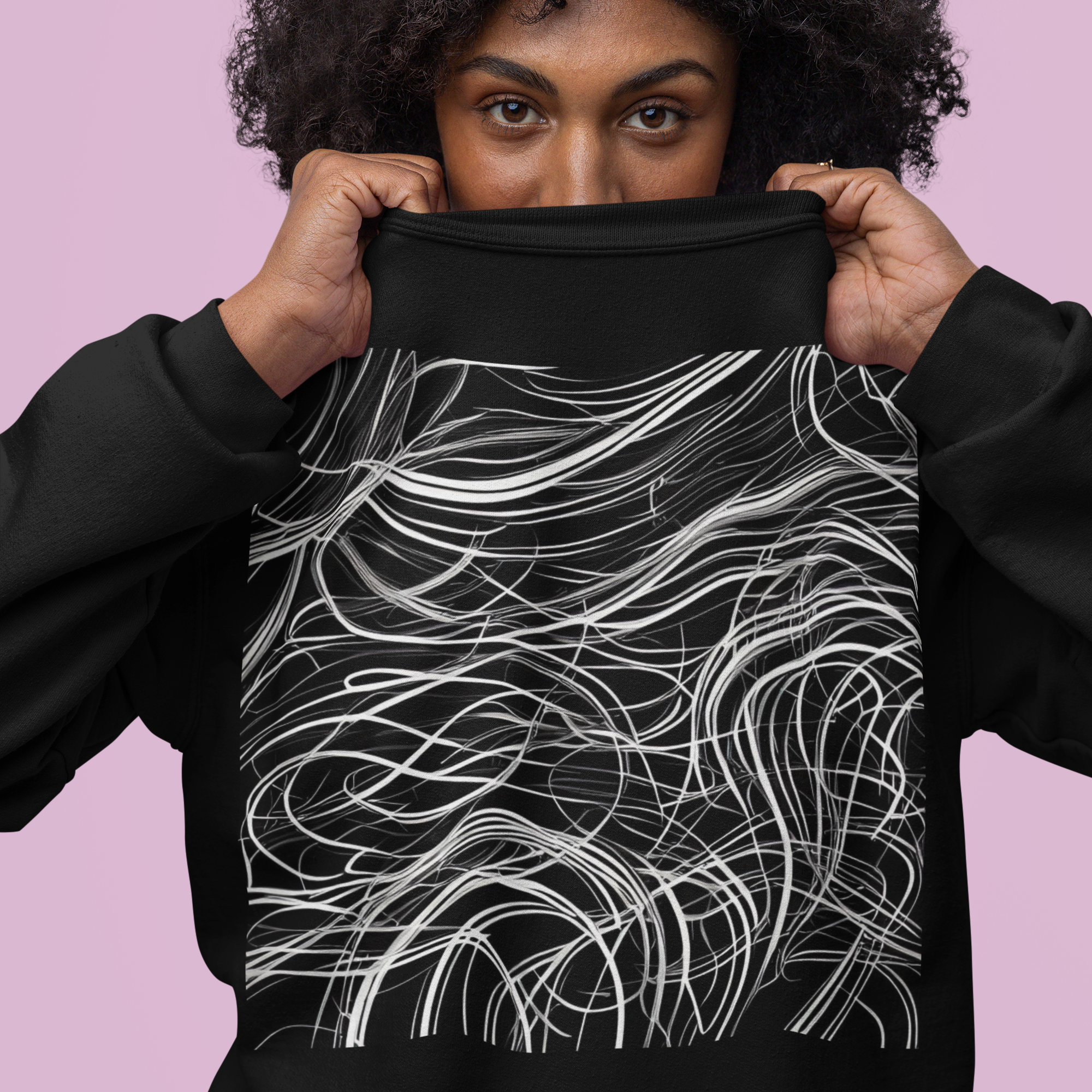 K#440 - Monochrome Motion Sweatshirt – Minimalistische Linienkunst | Kirrify