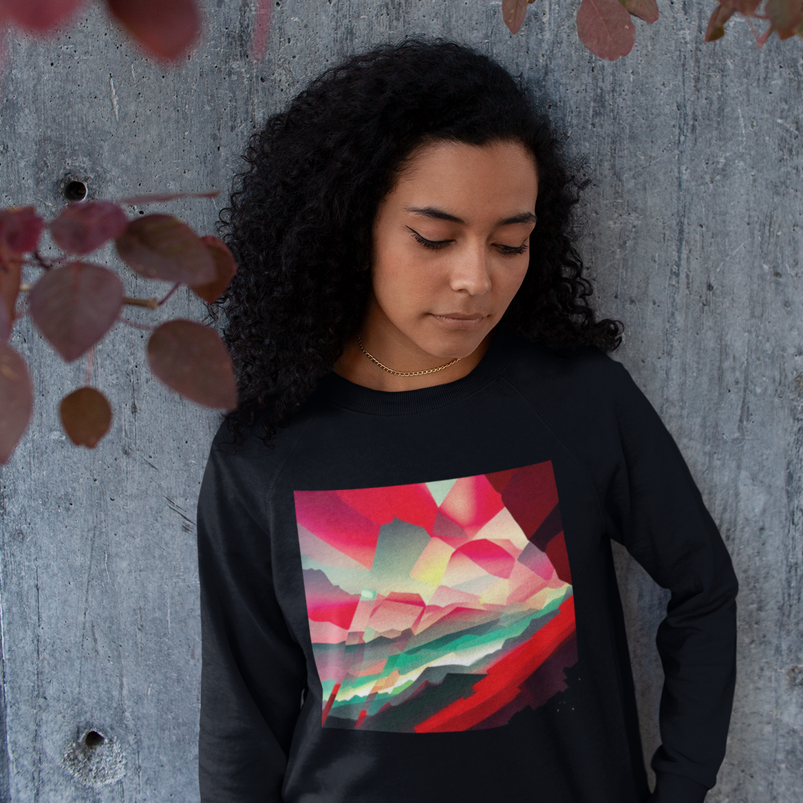 K#511 - Crimson Peaks Hoodie – Abstrakte Farbwelten in Bewegung | Kirrify