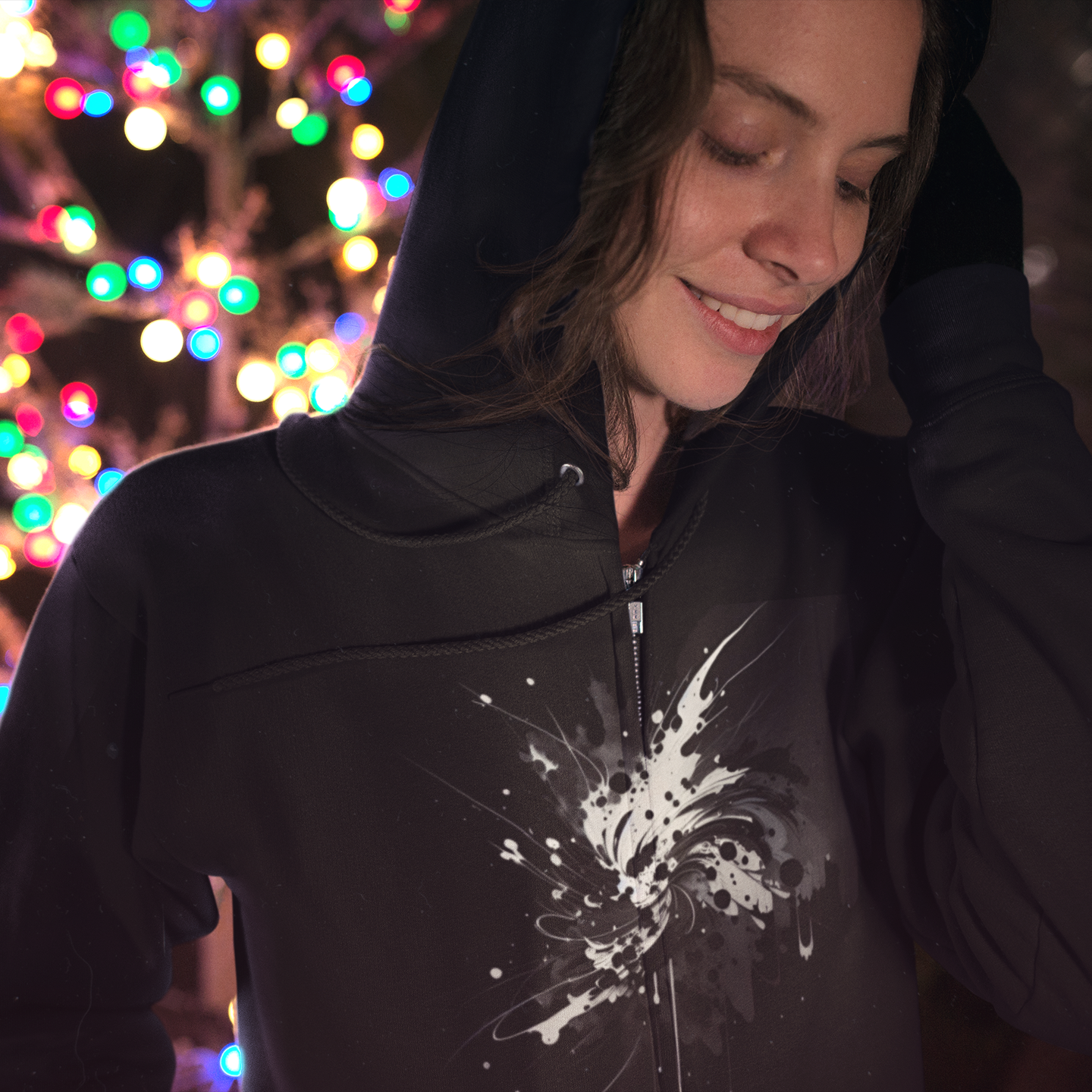 K#535 - Black Splash Art Hoodie – Unisex Winter Edition by Kirrify