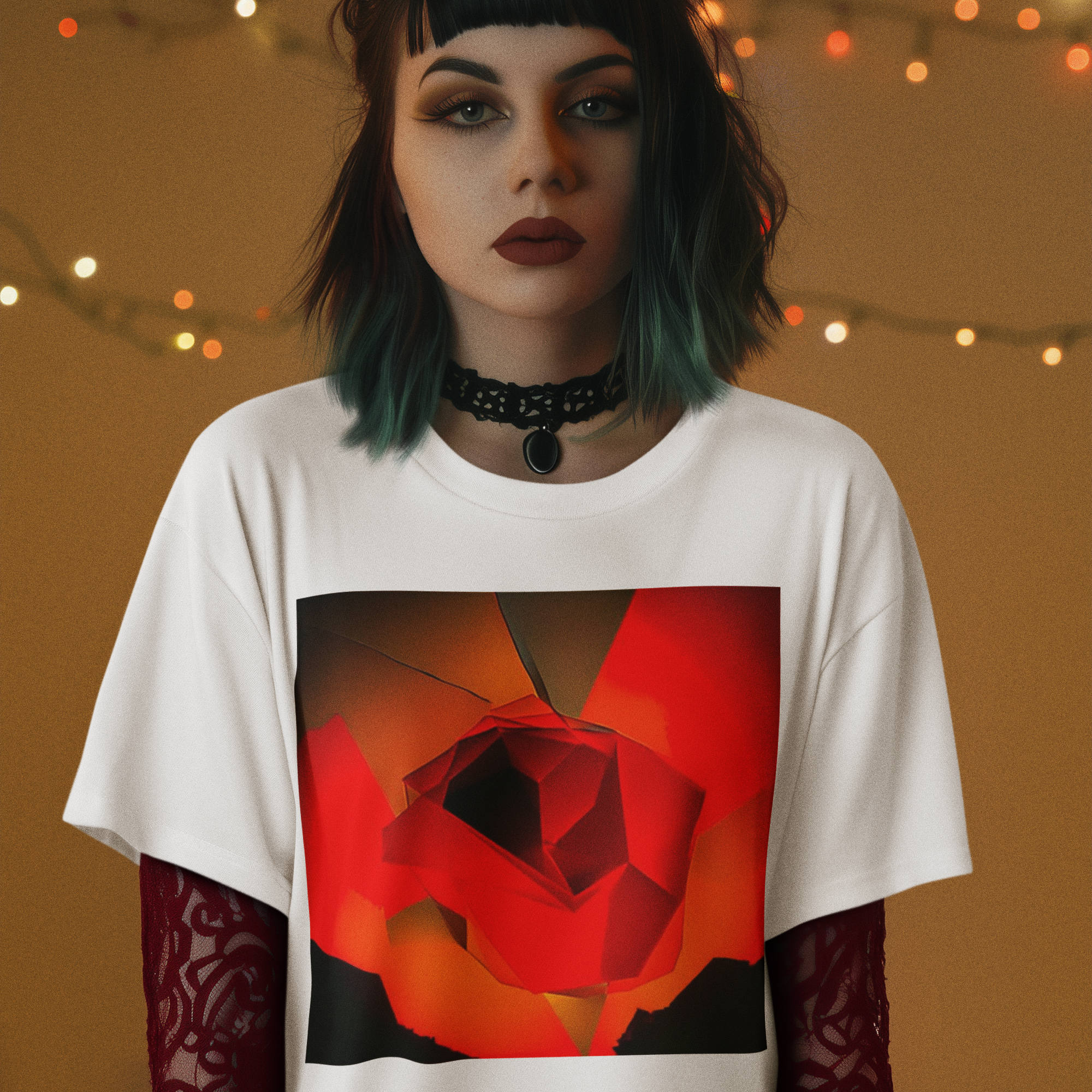 K#011 - Crimson Bloom – Unisex Christmas Art Shirt by Kirrify