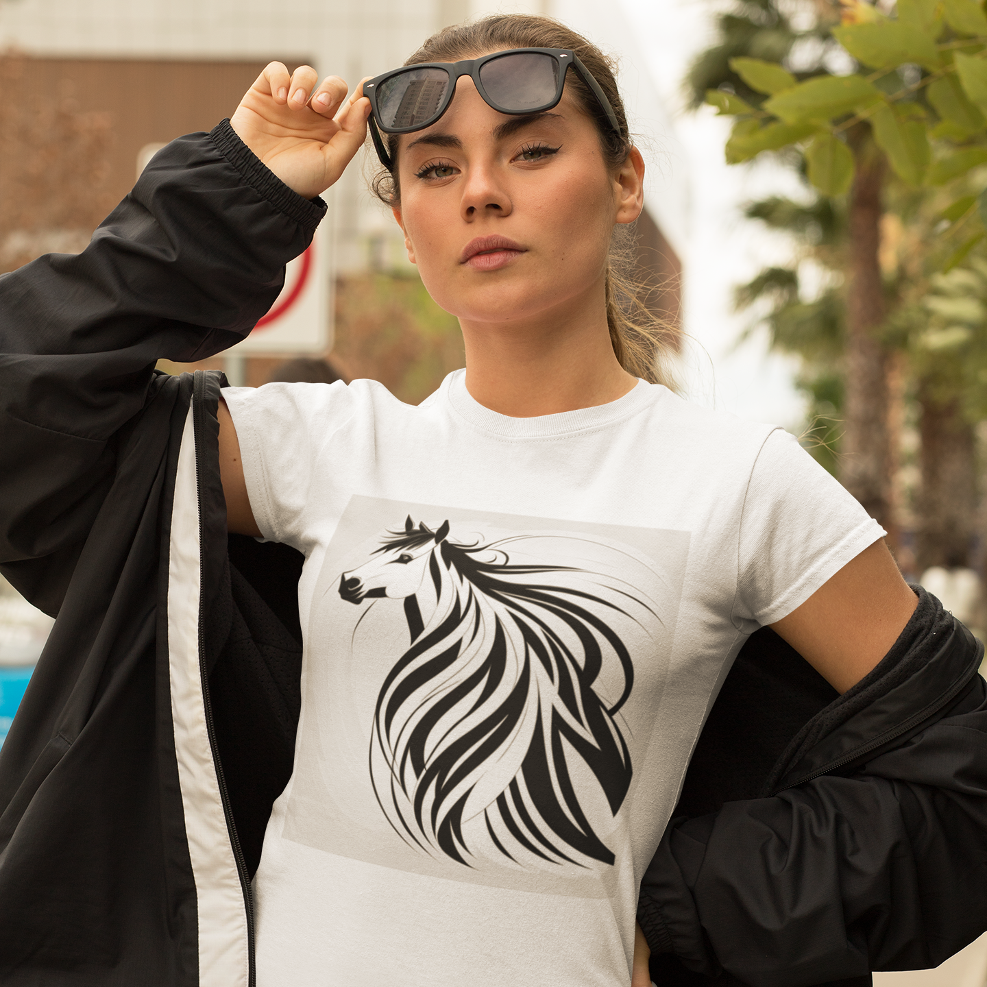 K#111 - Horse Spirit T-Shirt – Stärke & Freiheit im Monoline-Stil | Kirrify