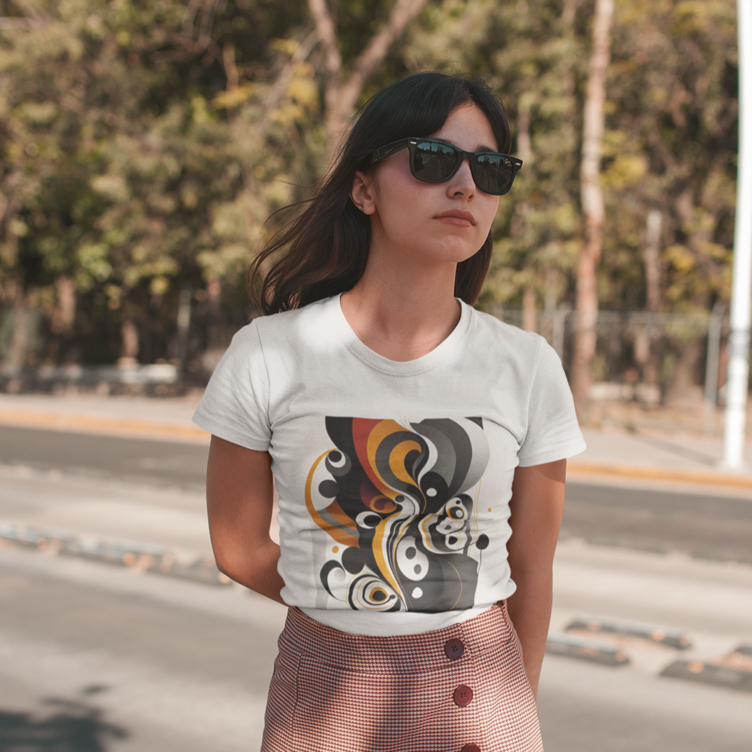 K#183 - Golden Motion T-Shirt – Kunst in Bewegung & Balance | Kirrify Flow