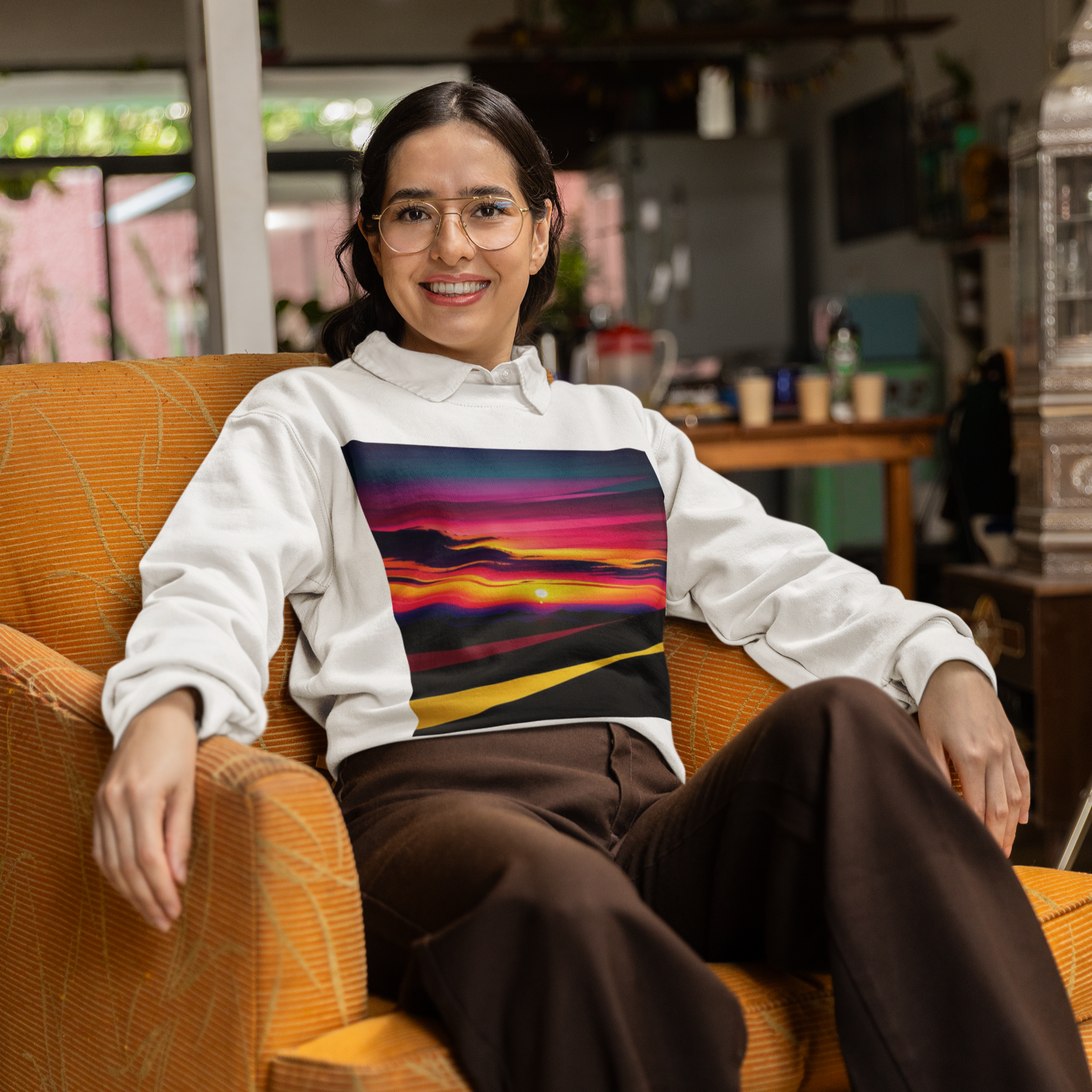 K#404 - Sunset Drive Sweatshirt – Farbintensiver Horizont & Road Vibes | Kirrify