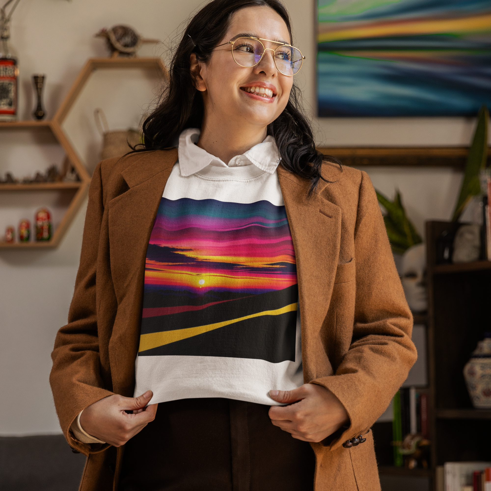 K#404 - Sunset Drive Sweatshirt – Farbintensiver Horizont & Road Vibes | Kirrify