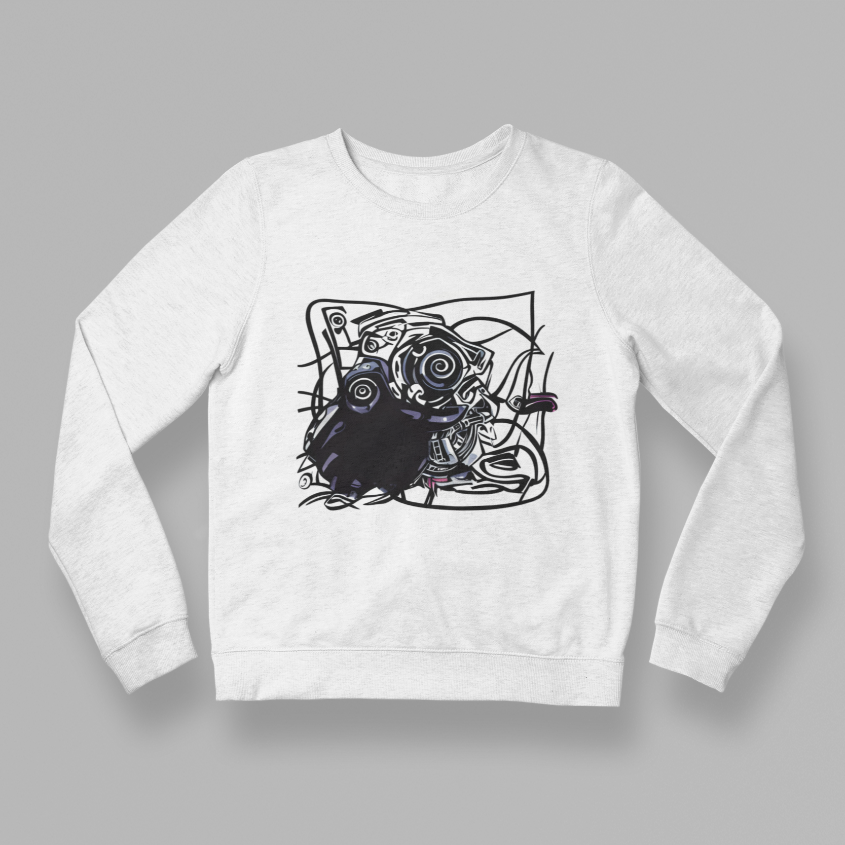 K#410 - Urban Abstract Sweatshirt – Schwarze Linienkunst mit Energie | Kirrify