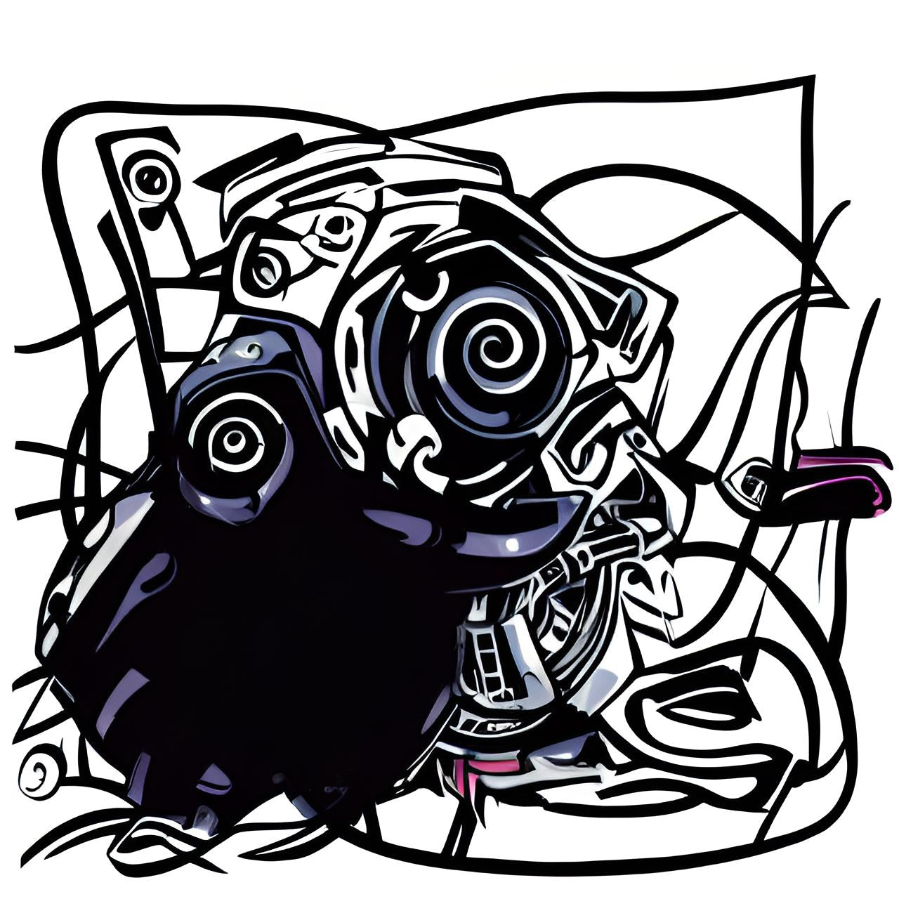 K#410 - Urban Abstract Sweatshirt – Schwarze Linienkunst mit Energie | Kirrify