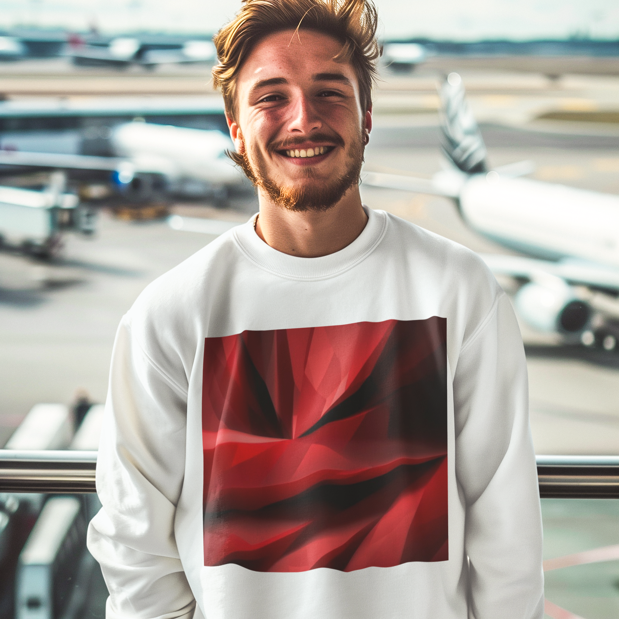 K#413 - Crimson Depth Sweatshirt – Abstrakte Tiefe in Rot & Bewegung | Kirrify