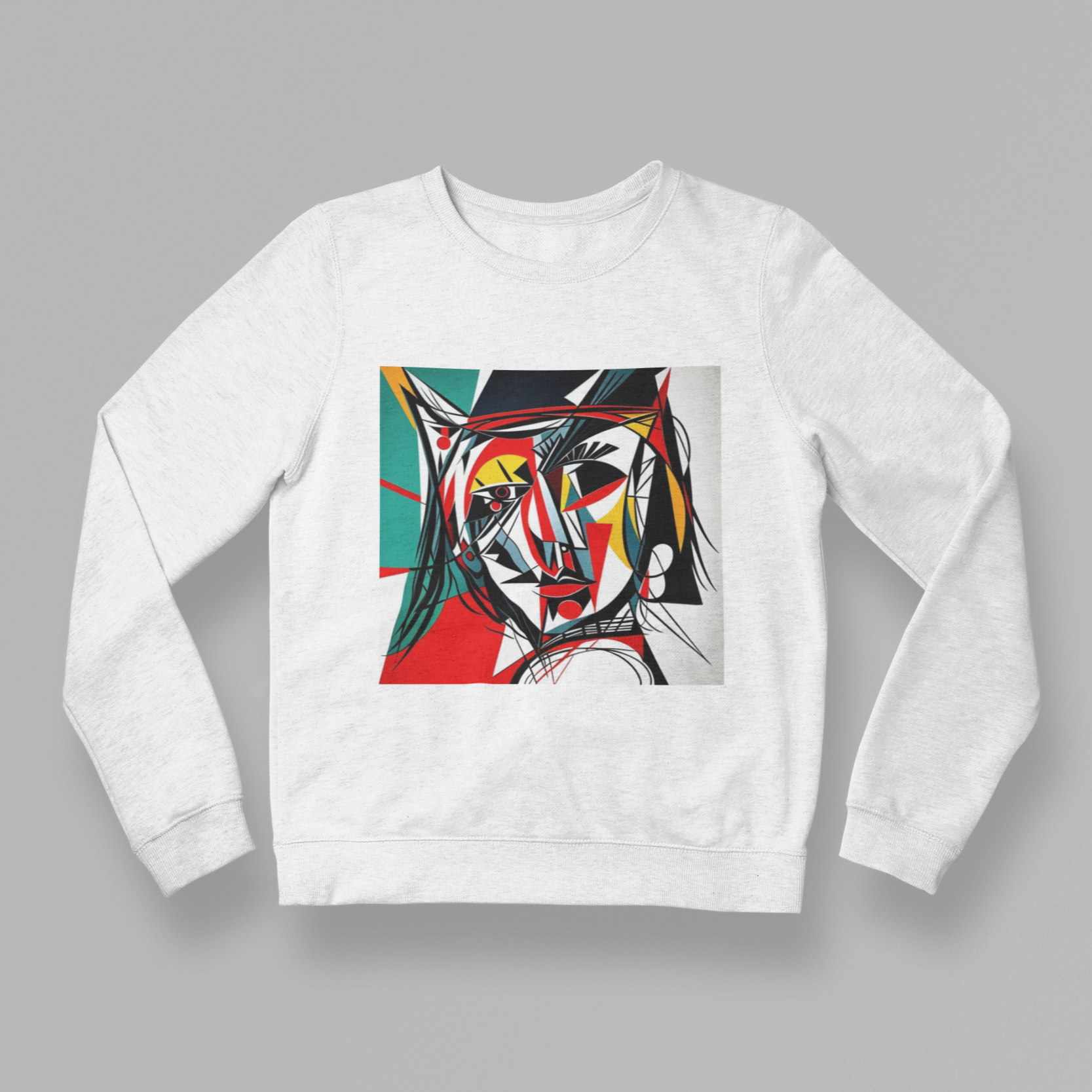 K#414 - Abstract Muse Sweatshirt – Kubistische Kunst trifft Farbenergie | Kirrify