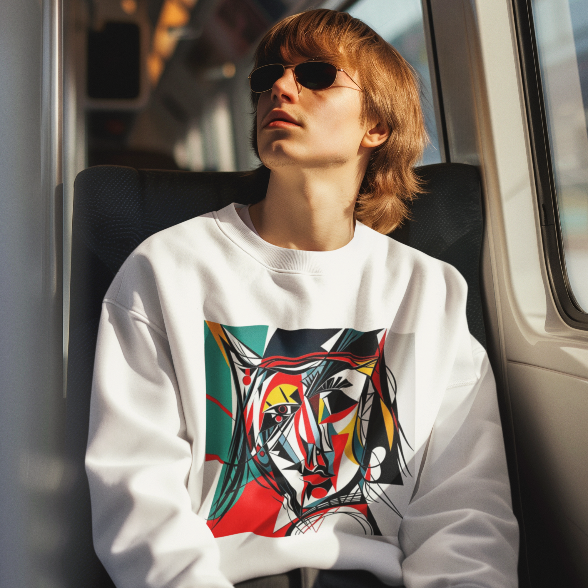 K#414 - Abstract Muse Sweatshirt – Kubistische Kunst trifft Farbenergie | Kirrify