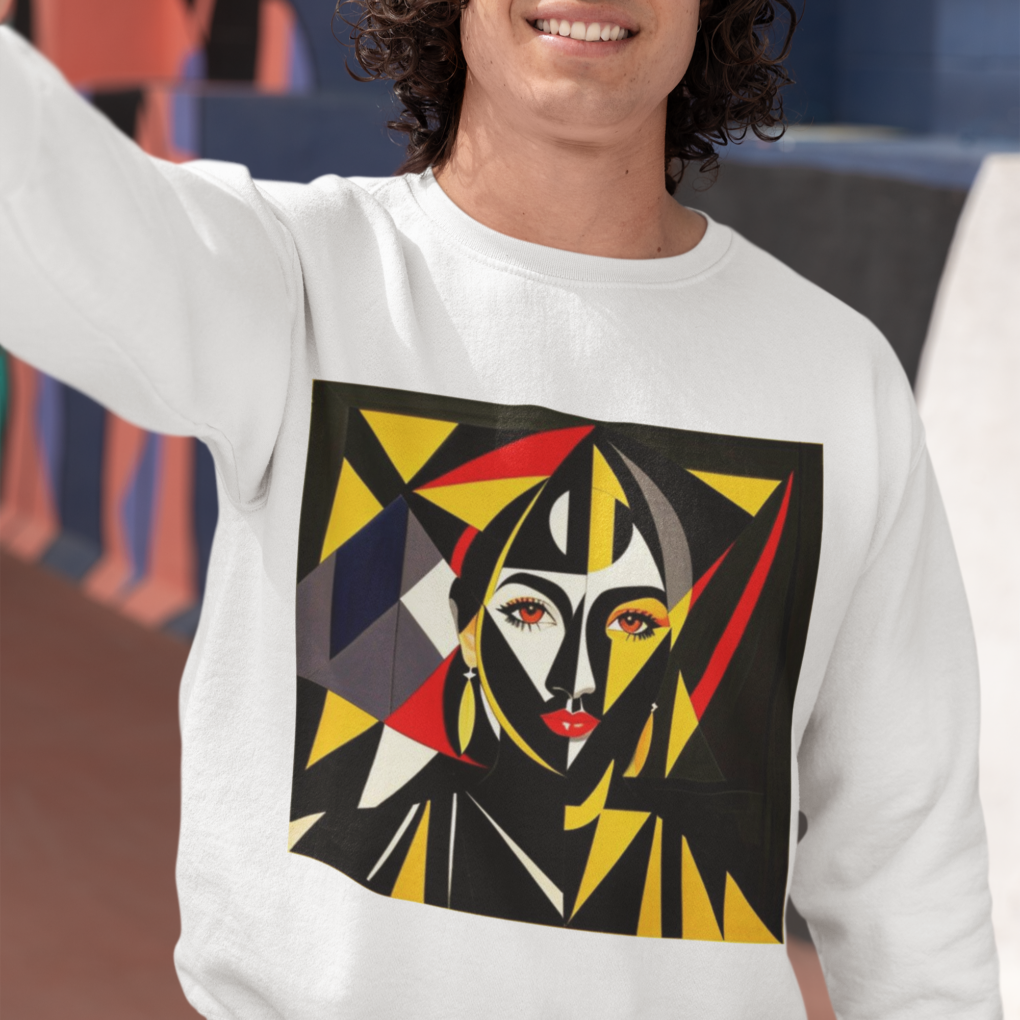 K#415 - Solaris Face Sweatshirt – Kubistische Kunst & Farbe in Bewegung | Kirrify