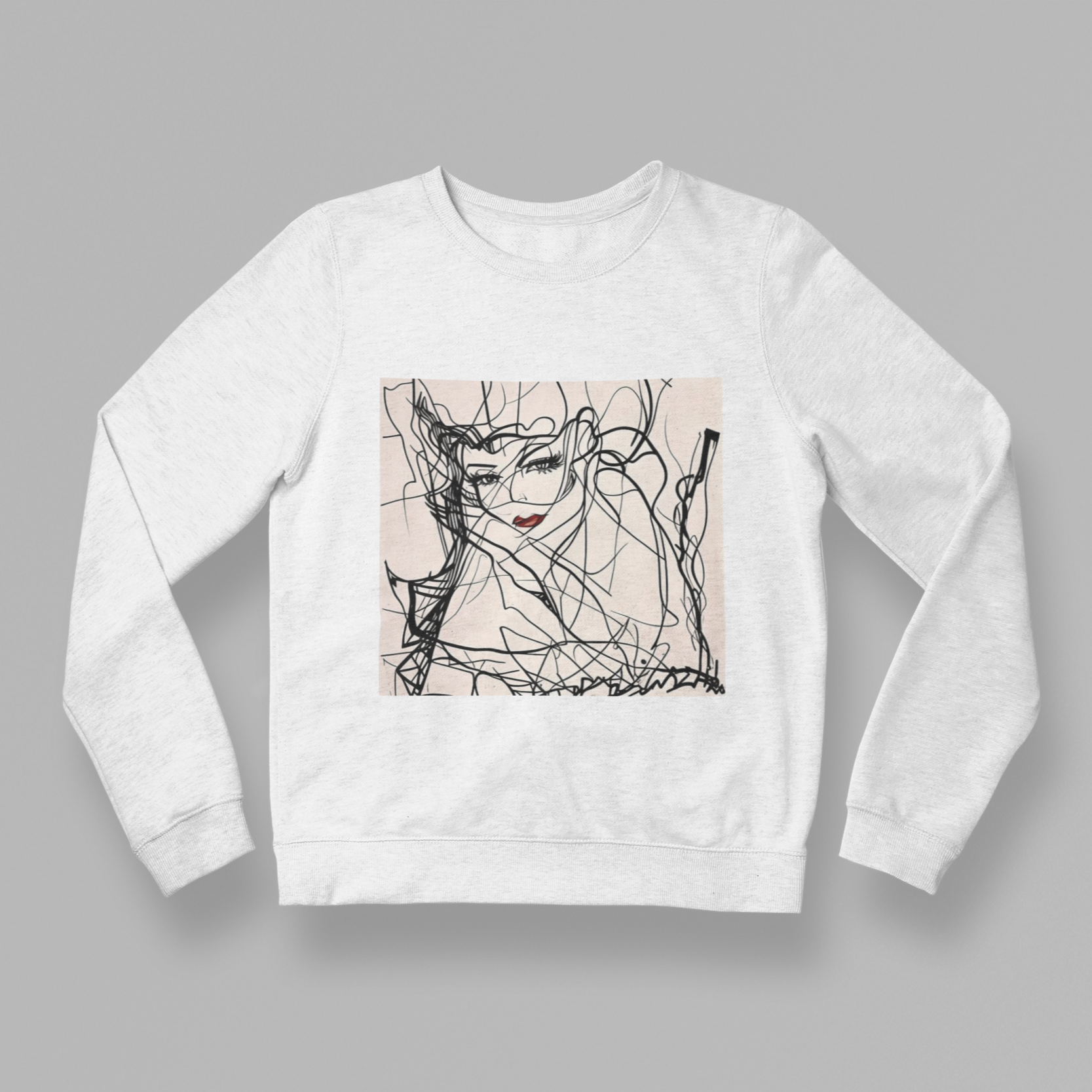 K#423 - Line Portrait Sweatshirt – Feine Linienkunst mit Gesichtsmotiv | Kirrify