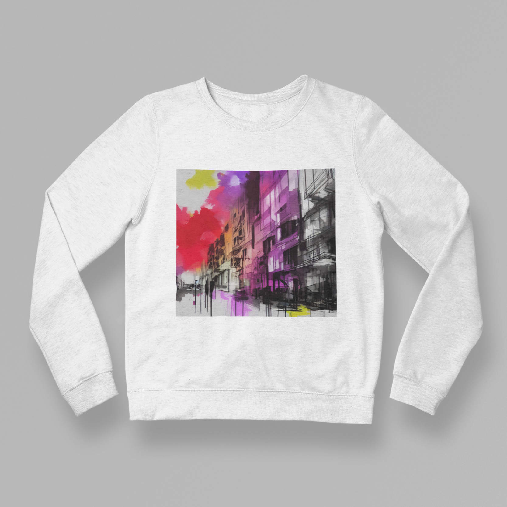 K#424 - City Vibes Sweatshirt – Urbanes Farbspiel & moderne Kunst | Kirrify