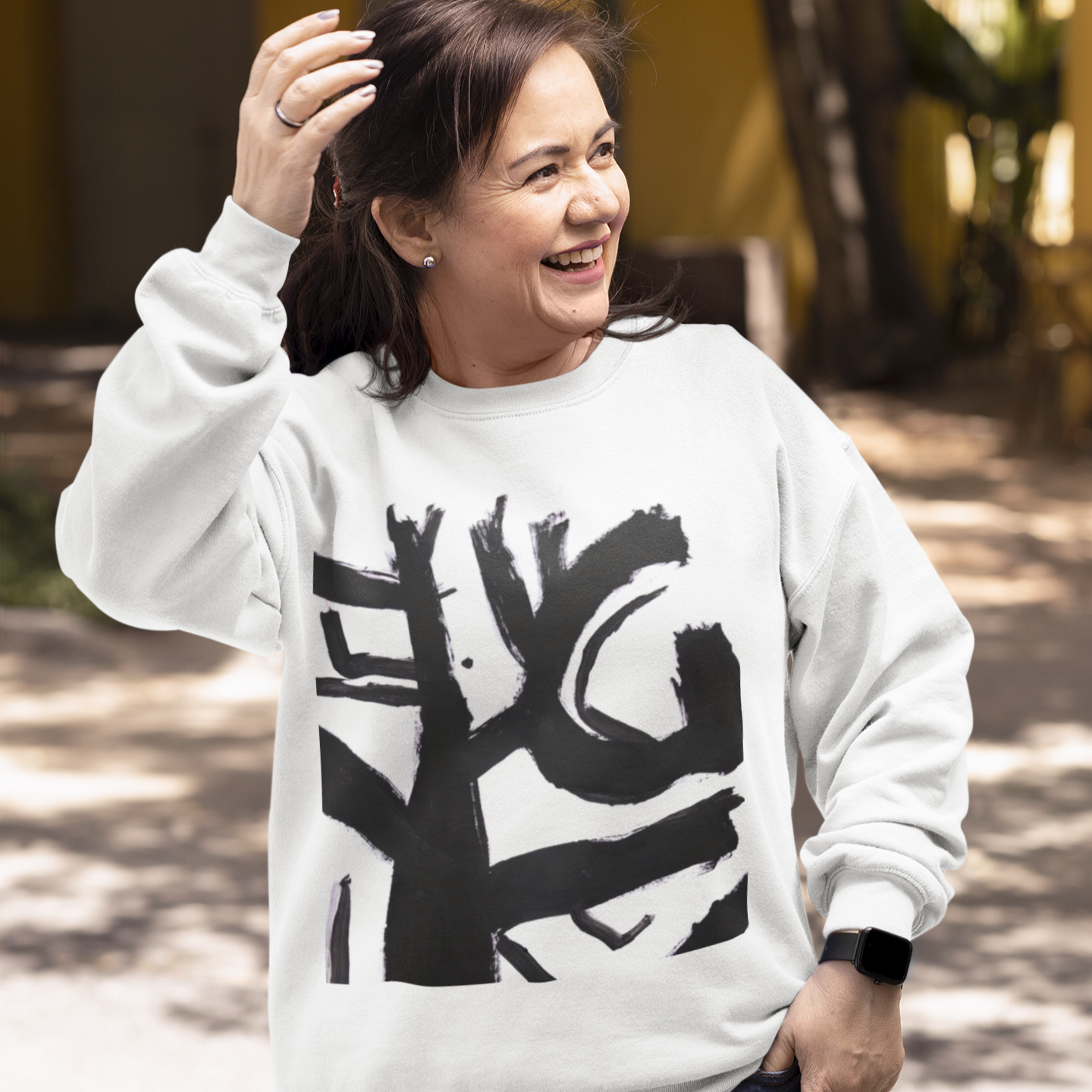 K#432 - Ink Structure Sweatshirt – Abstrakte schwarze Linienkunst | Kirrify