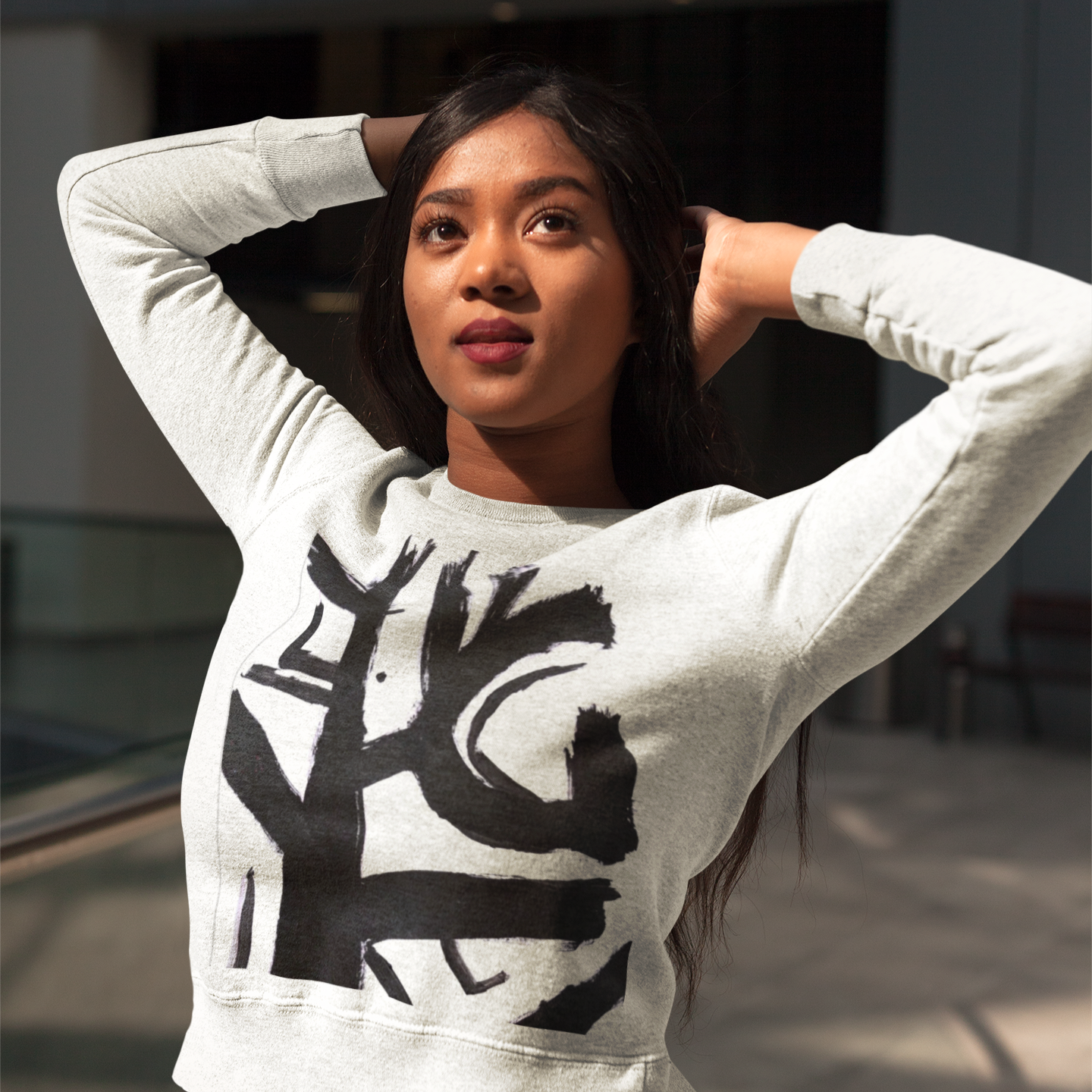 K#432 - Ink Structure Sweatshirt – Abstrakte schwarze Linienkunst | Kirrify